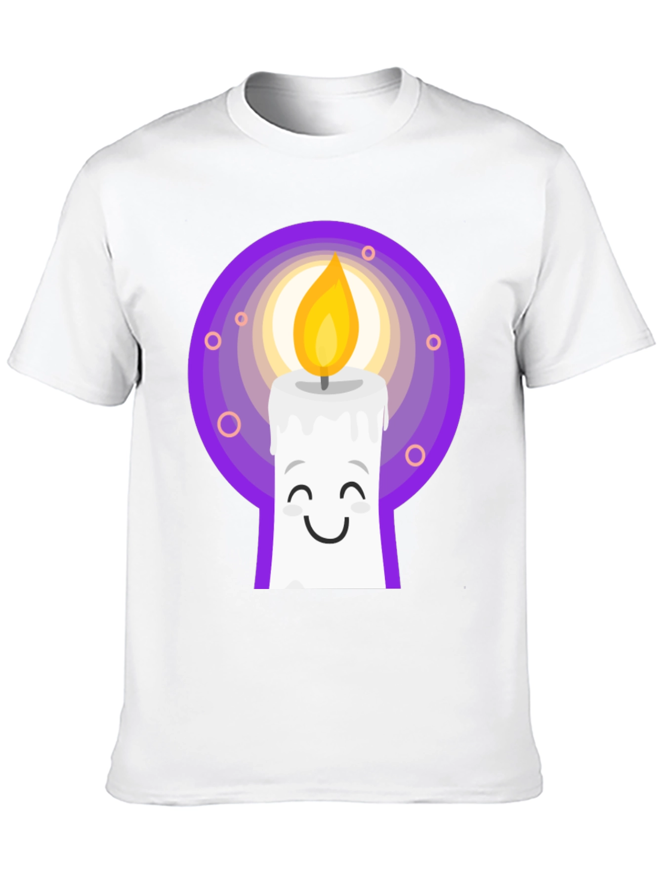 Cute Candle Cartoon Graphic Tee - Black