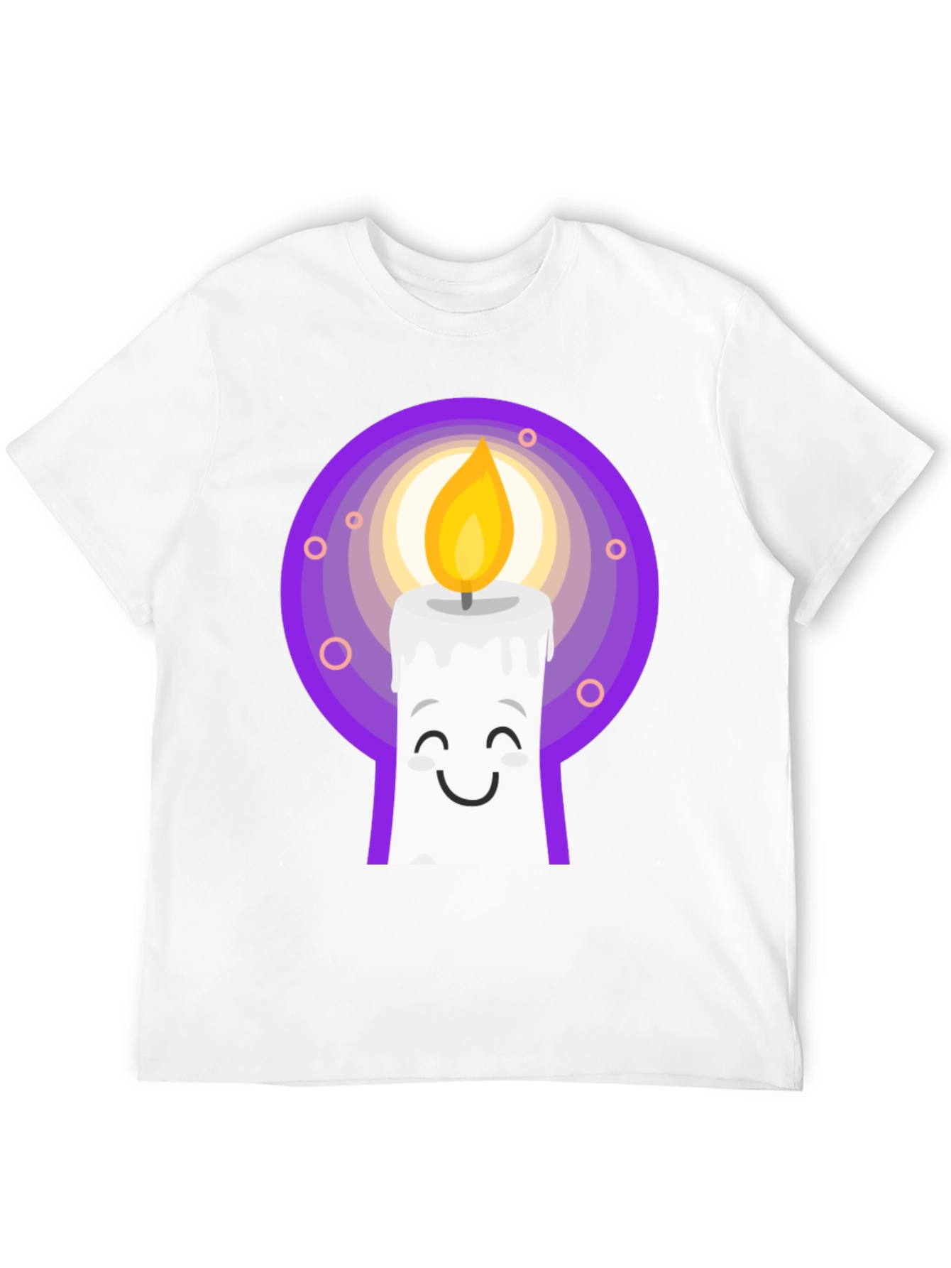 Cute Candle Cartoon Graphic Tee - Black