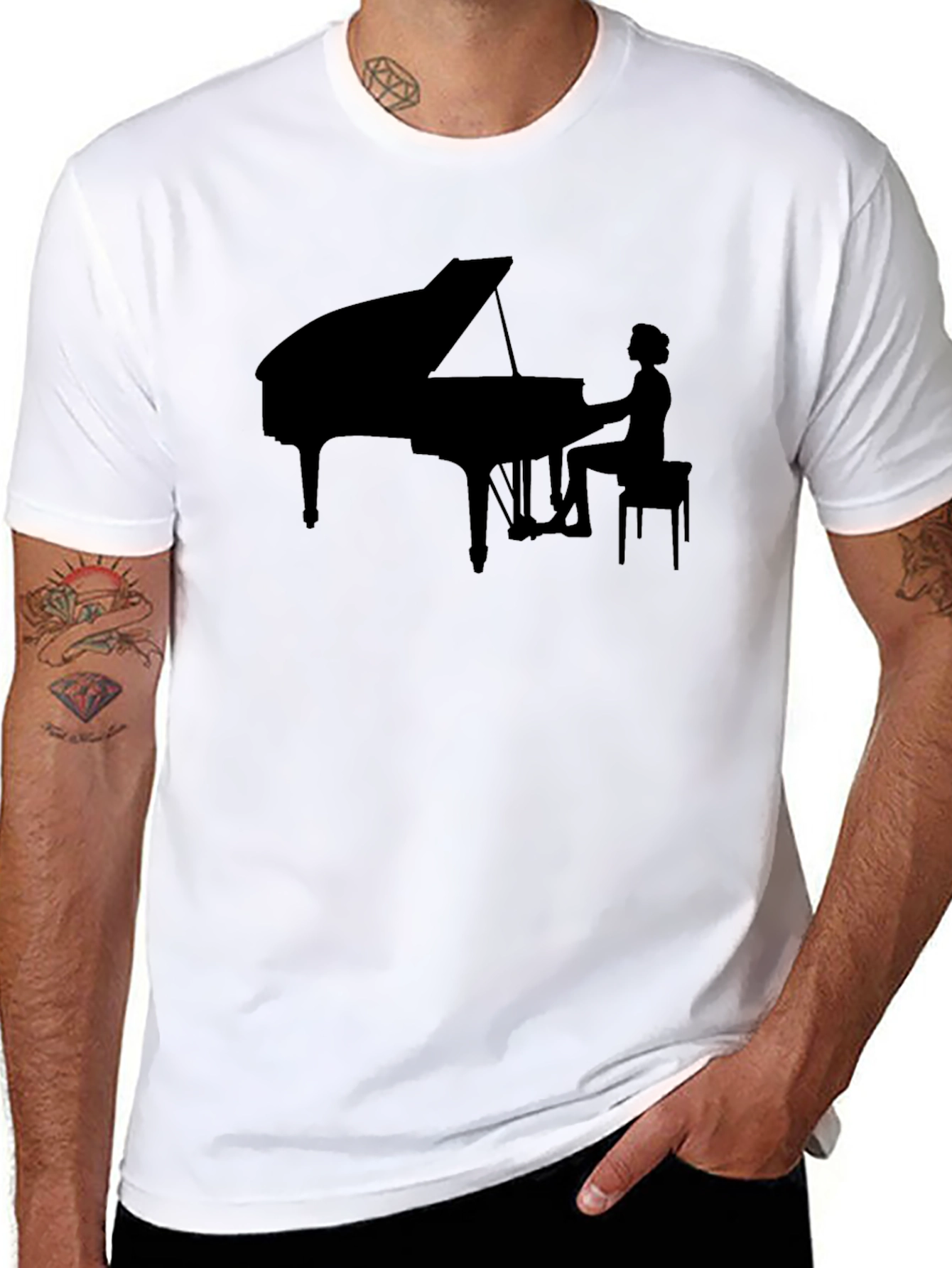 Piano Player Graphic Tee - Black T-Shirt
