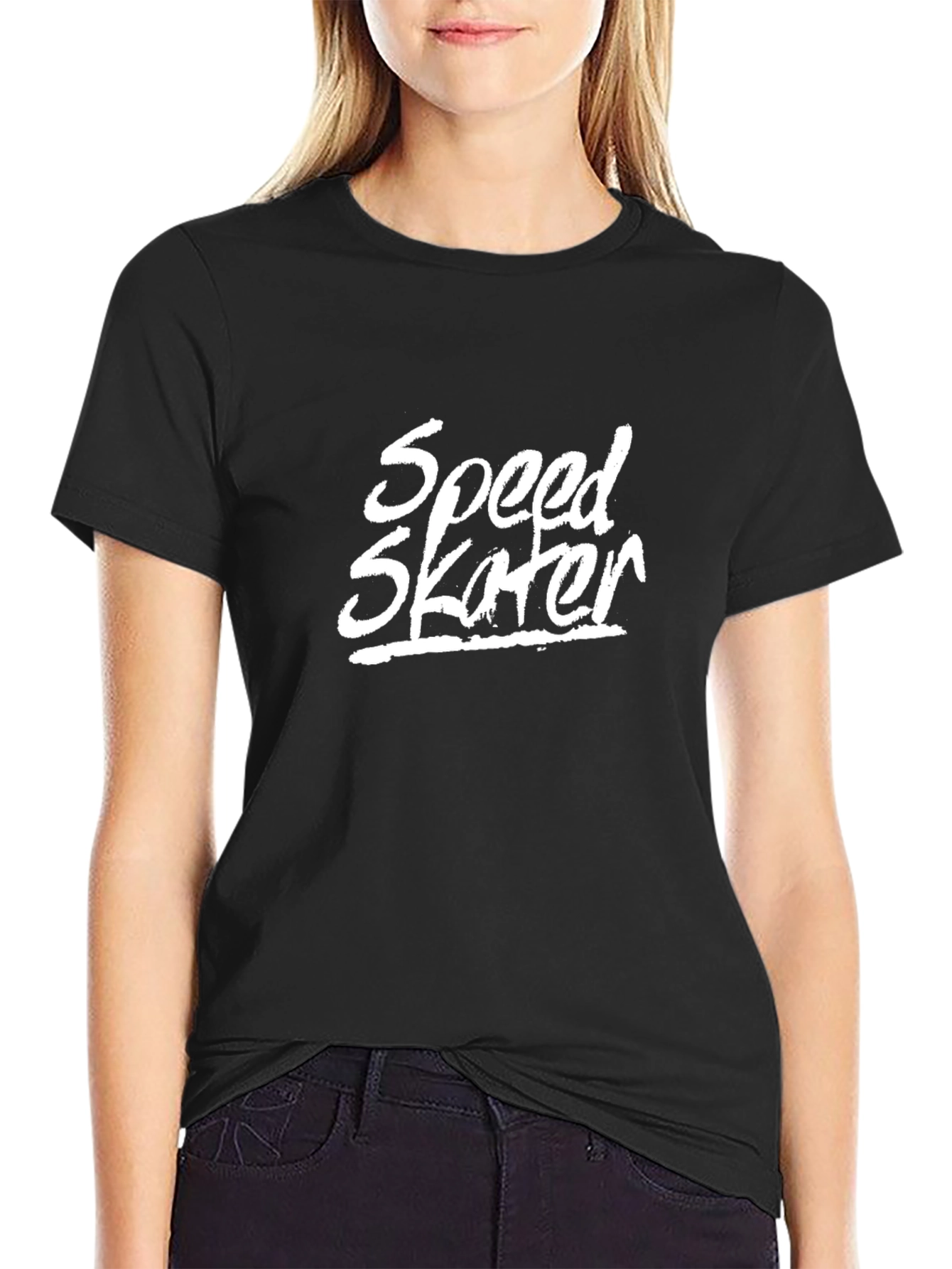Speed Skater Graphic T-Shirt - Black Casual Style