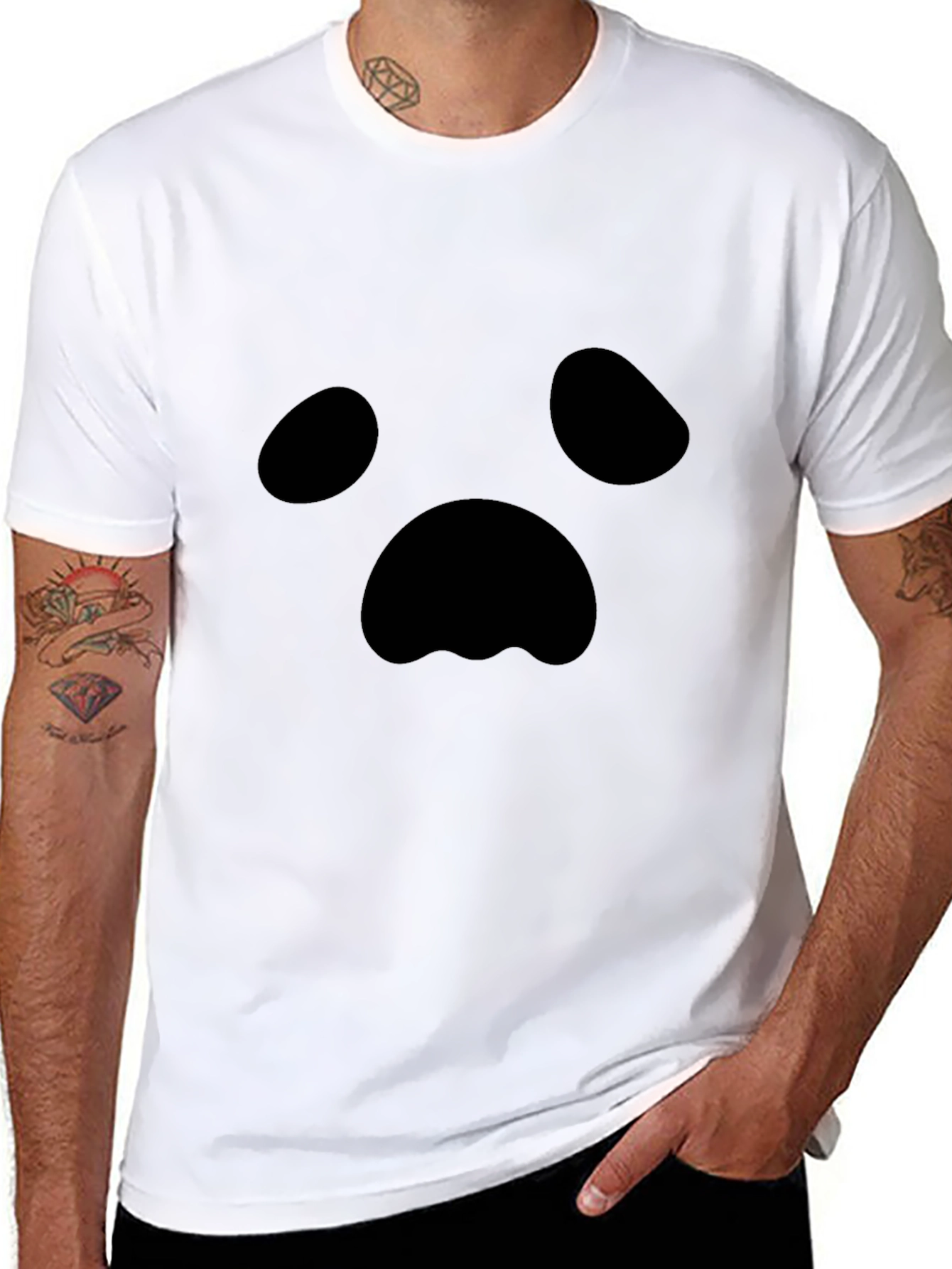 Spooky Ghost Face Black T-Shirt