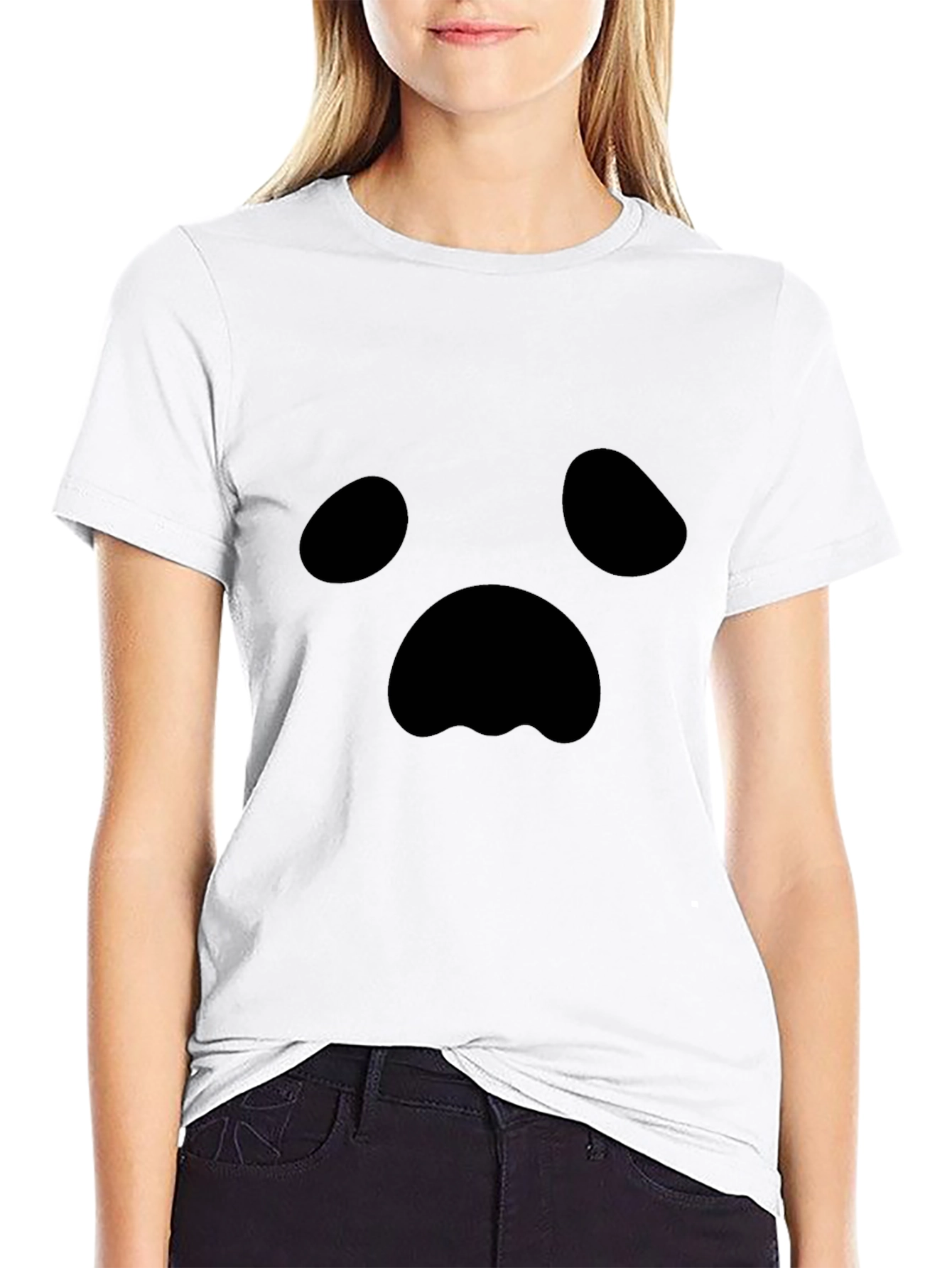 Spooky Ghost Face Black T-Shirt