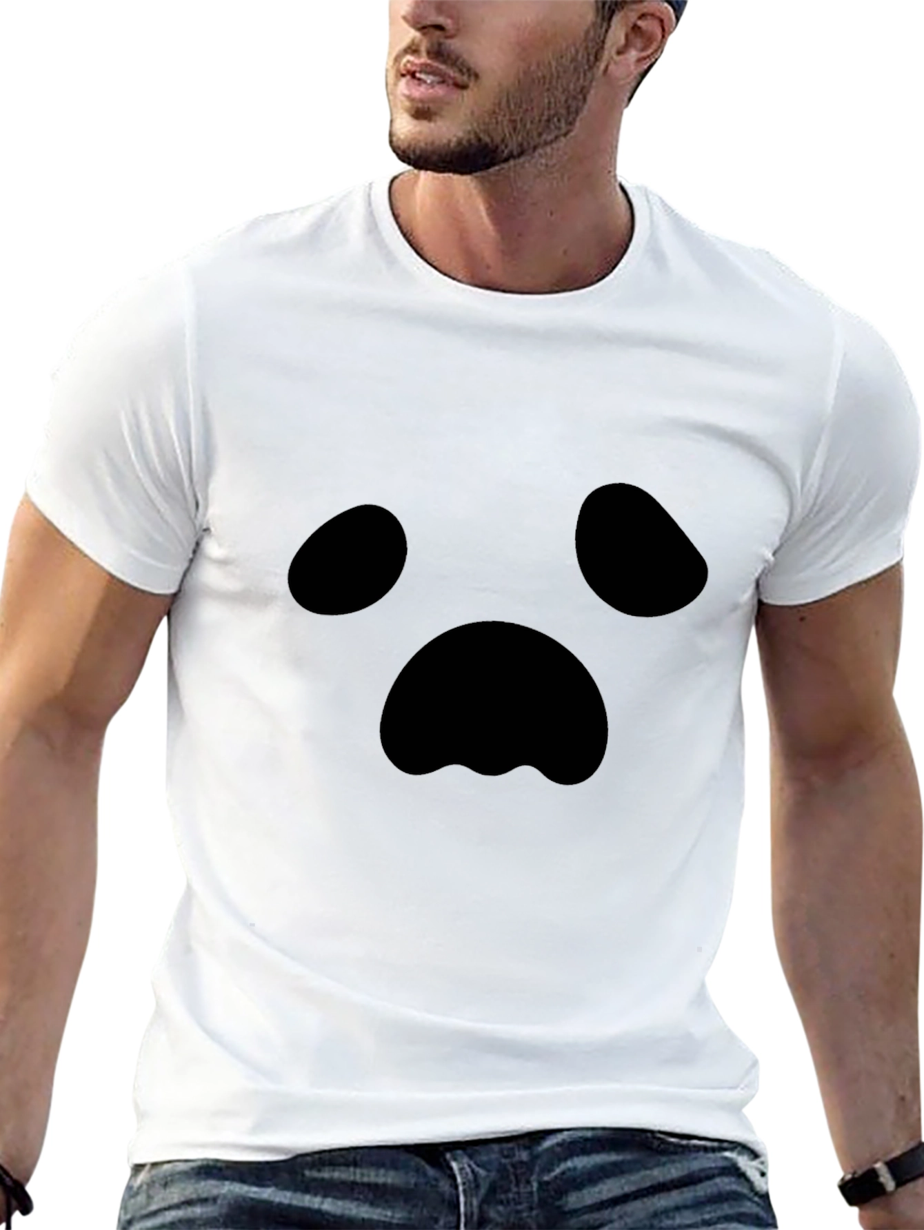 Spooky Ghost Face Black T-Shirt