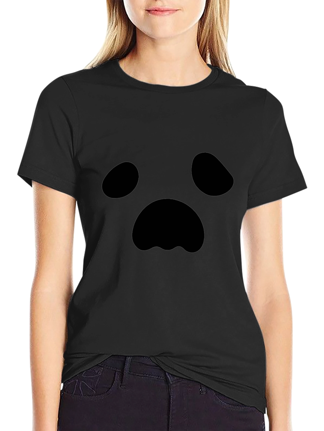 Spooky Ghost Face Black T-Shirt