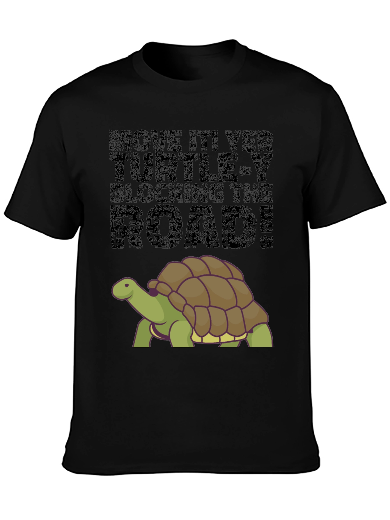 Move It! Turtle Graphic Tee - Black Cotton Blend