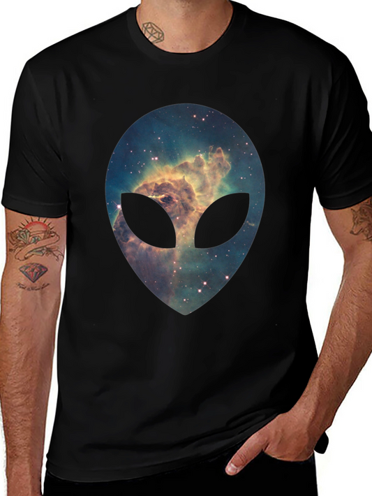 Galaxy Alien Head Graphic Black T-Shirt