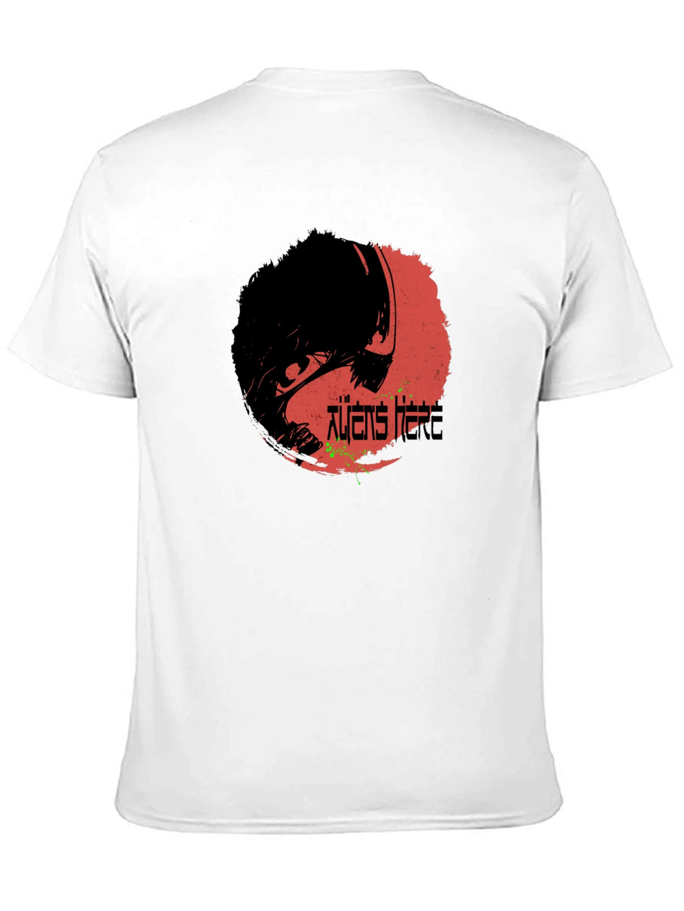 Aliens Here Graphic Print Black T-Shirt