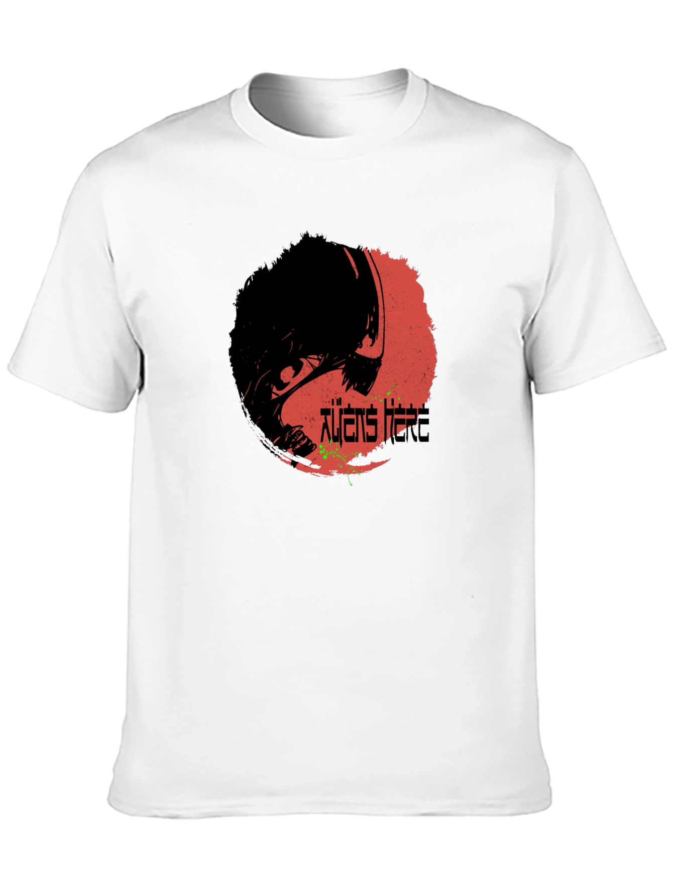 Aliens Here Graphic Print Black T-Shirt
