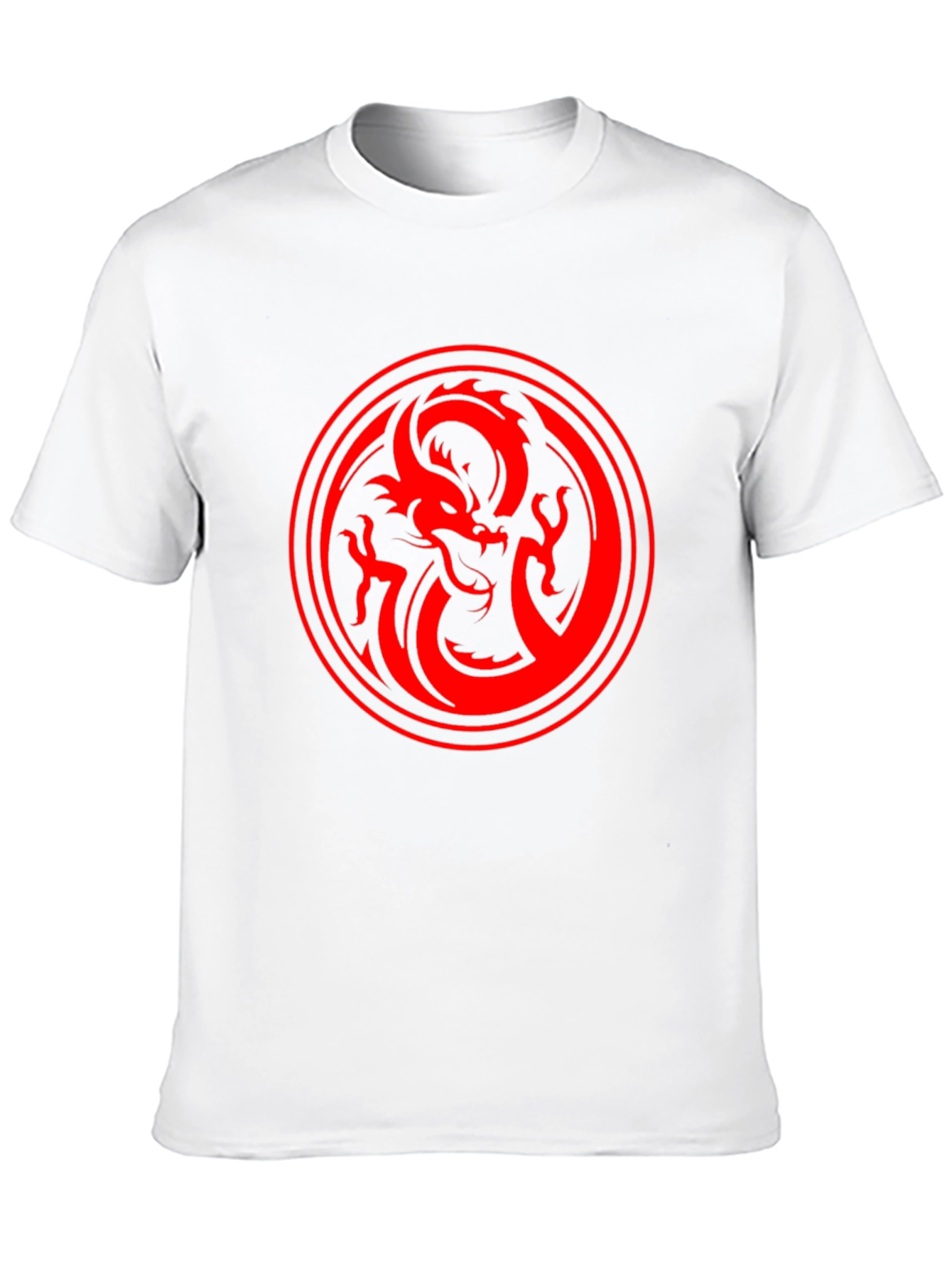 Dragon Circle Graphic Tee - Bold Red on Black