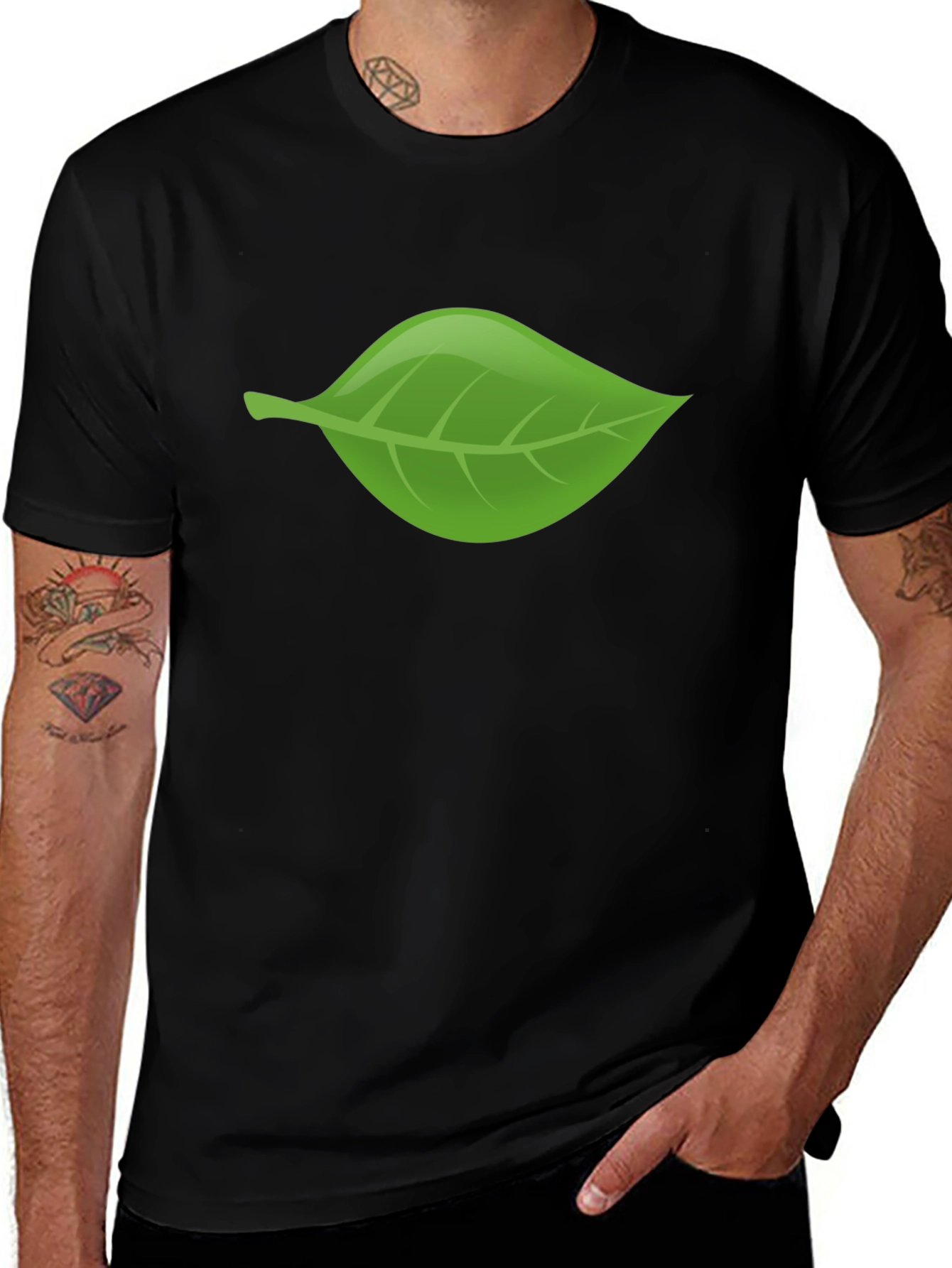 Leaf Graphic Black T-Shirt