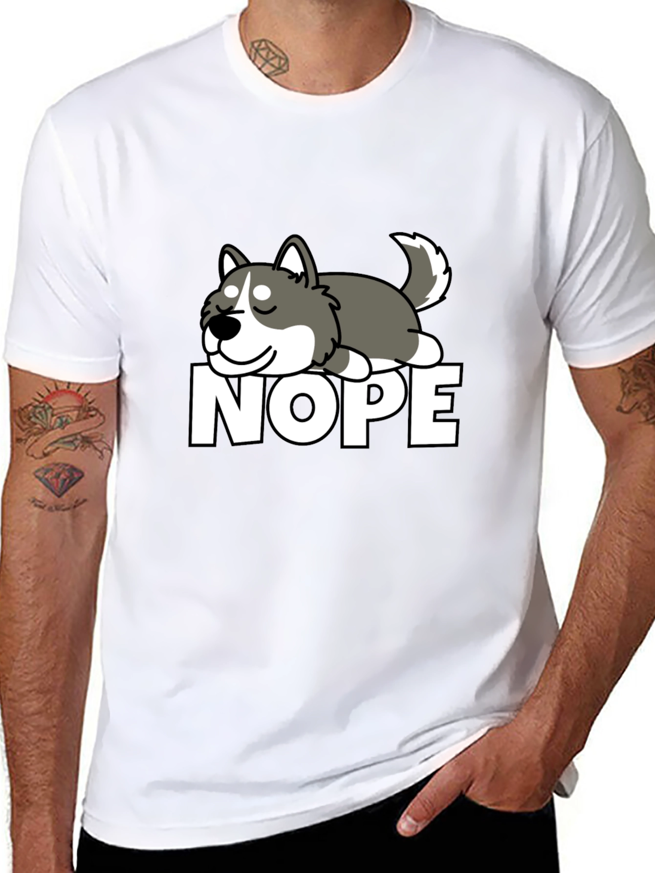 Nope Husky Tee - Funny Lazy Dog Graphic T-Shirt