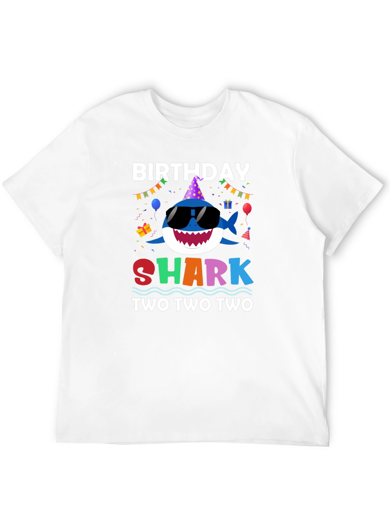 Birthday Shark Two Two Two Black T-Shirt