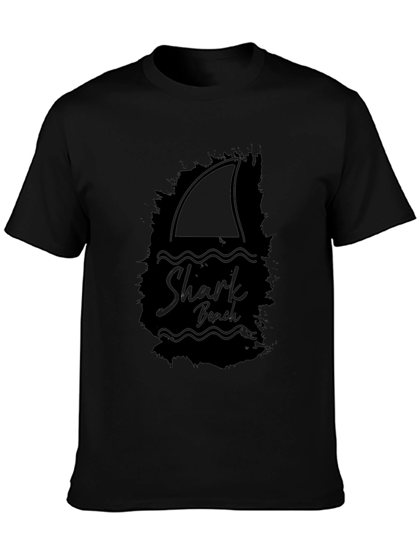 Shark Beach Graphic Tee - Black Cotton T-Shirt