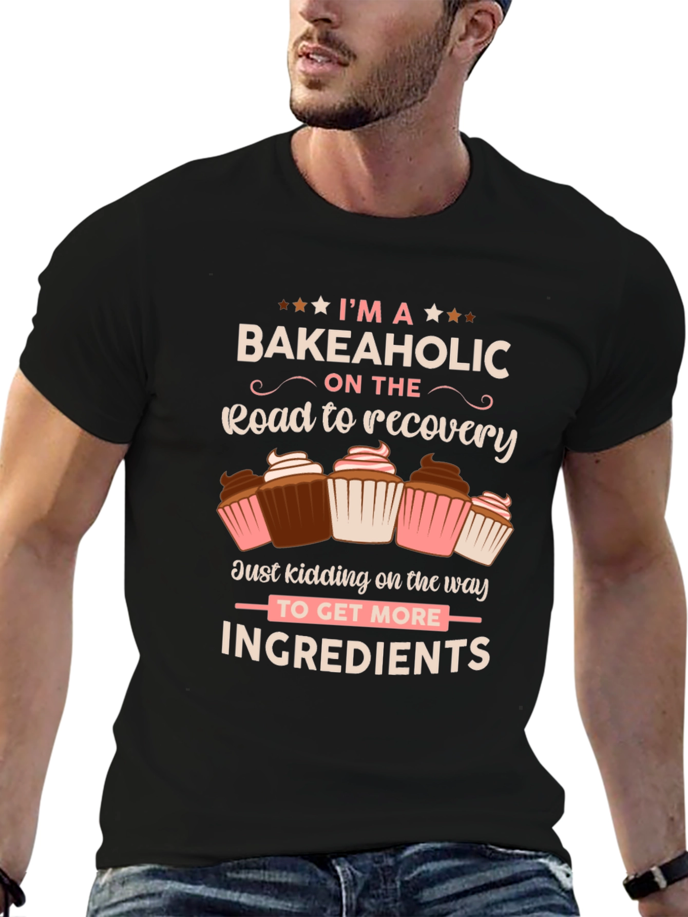 Bakeaholic T-shirt - Road to Recovery Cupcake Design