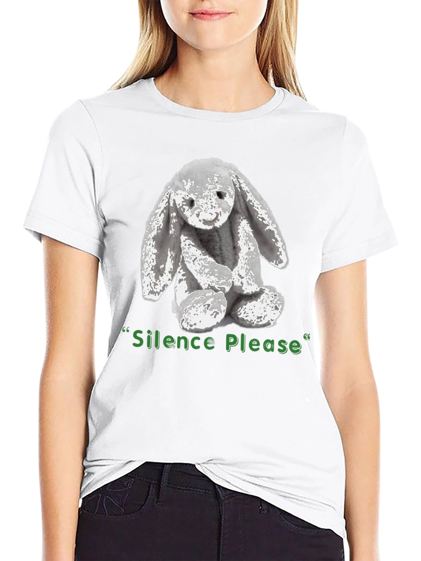Silence Please Bunny Graphic Tee - Soft & Stylish