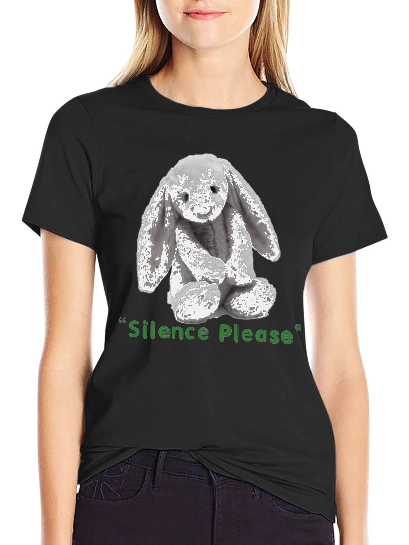 Silence Please Bunny Graphic Tee - Soft & Stylish