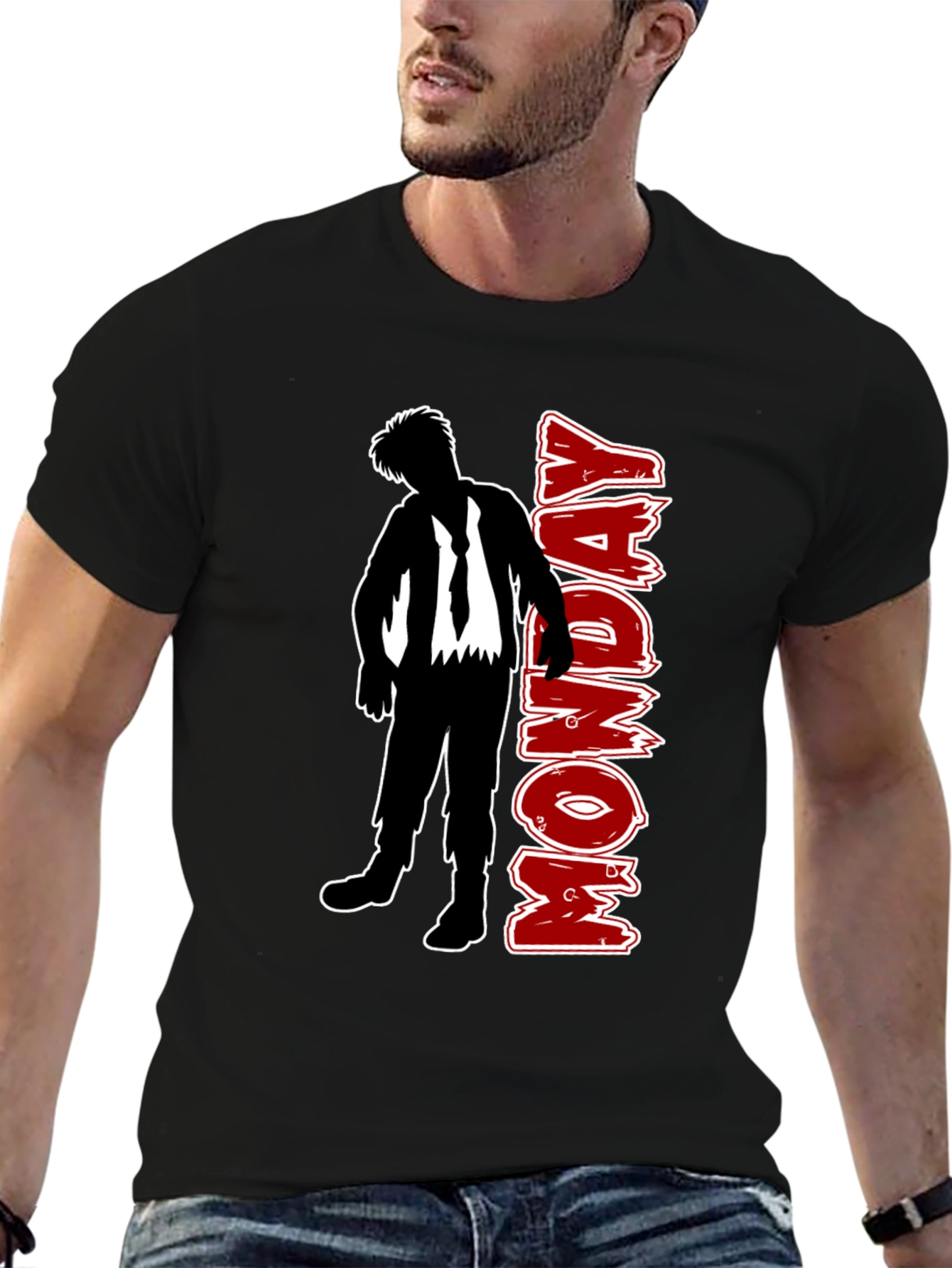 Monday Zombie Graphic Tee - Black Crew Neck