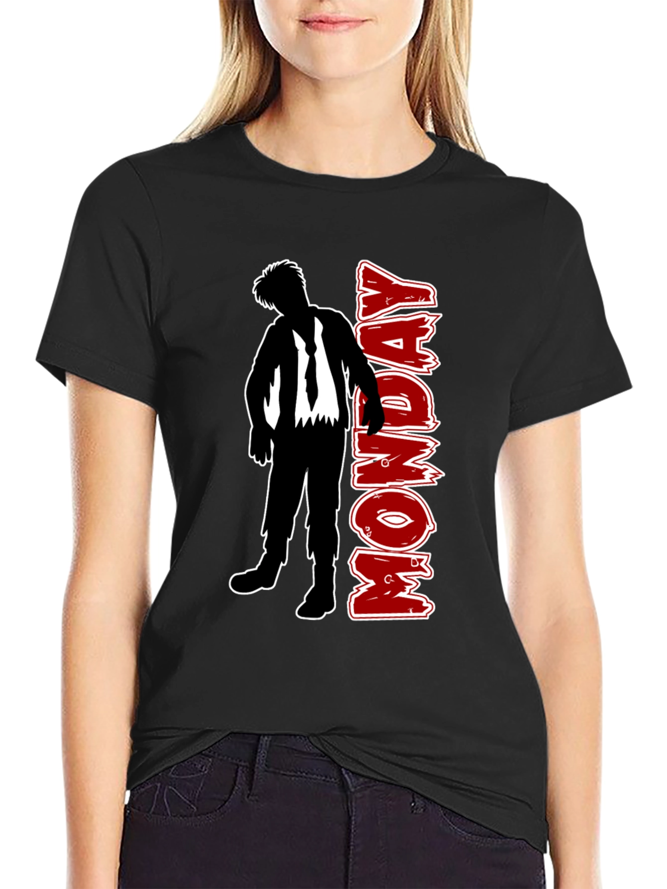 Monday Zombie Graphic Tee - Black Crew Neck
