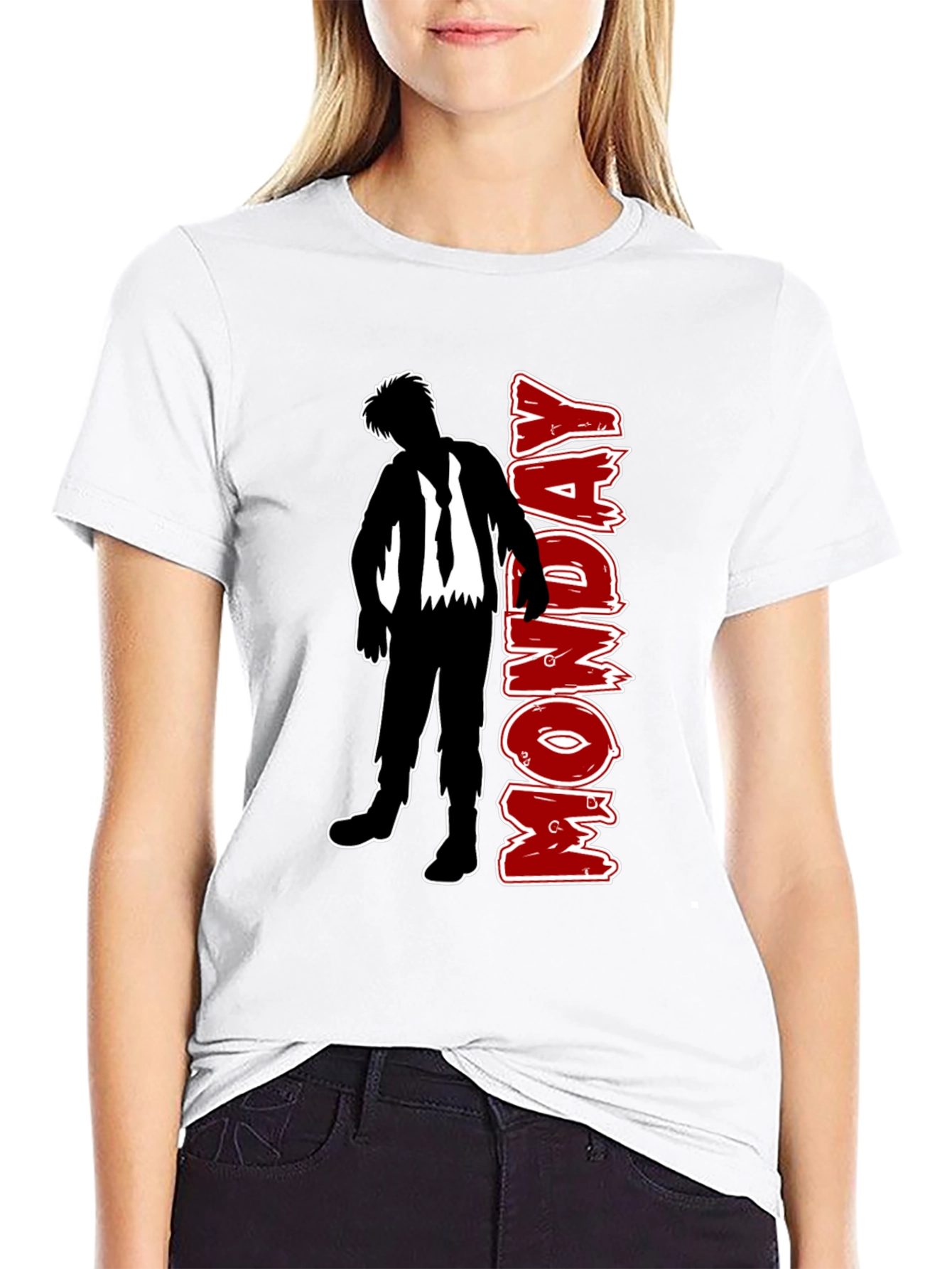 Monday Zombie Graphic Tee - Black Crew Neck