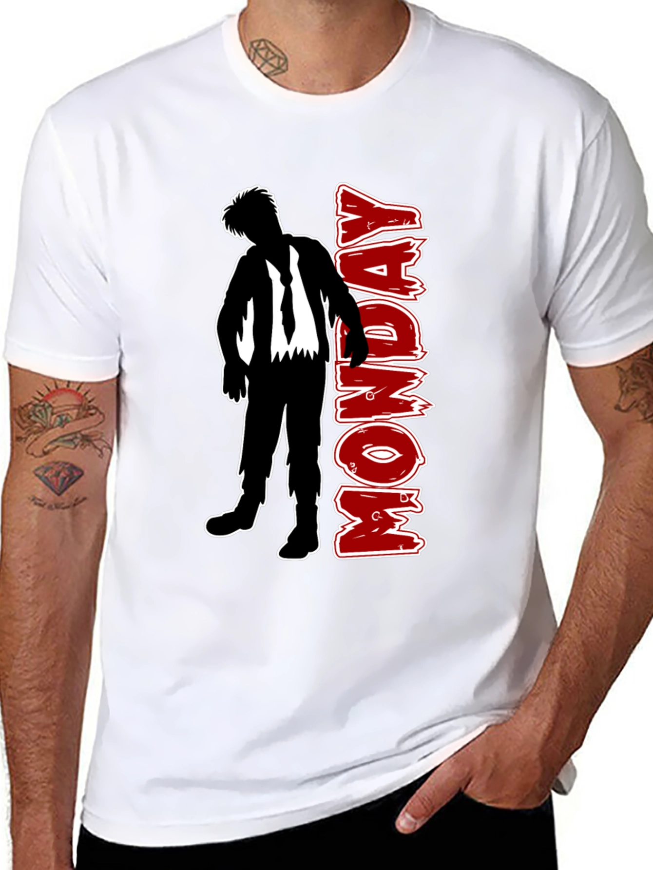 Monday Zombie Graphic Tee - Black Crew Neck