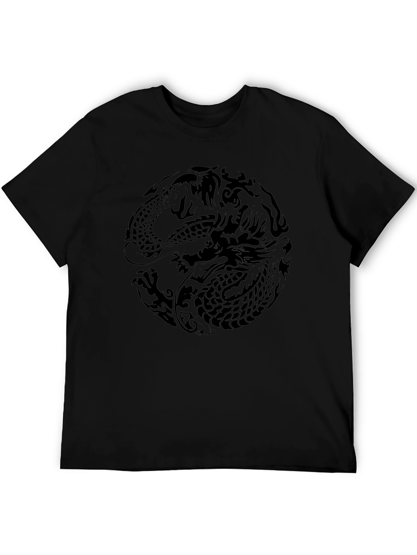 Yin Yang Dragon Graphic T-Shirt - Dark Aesthetic