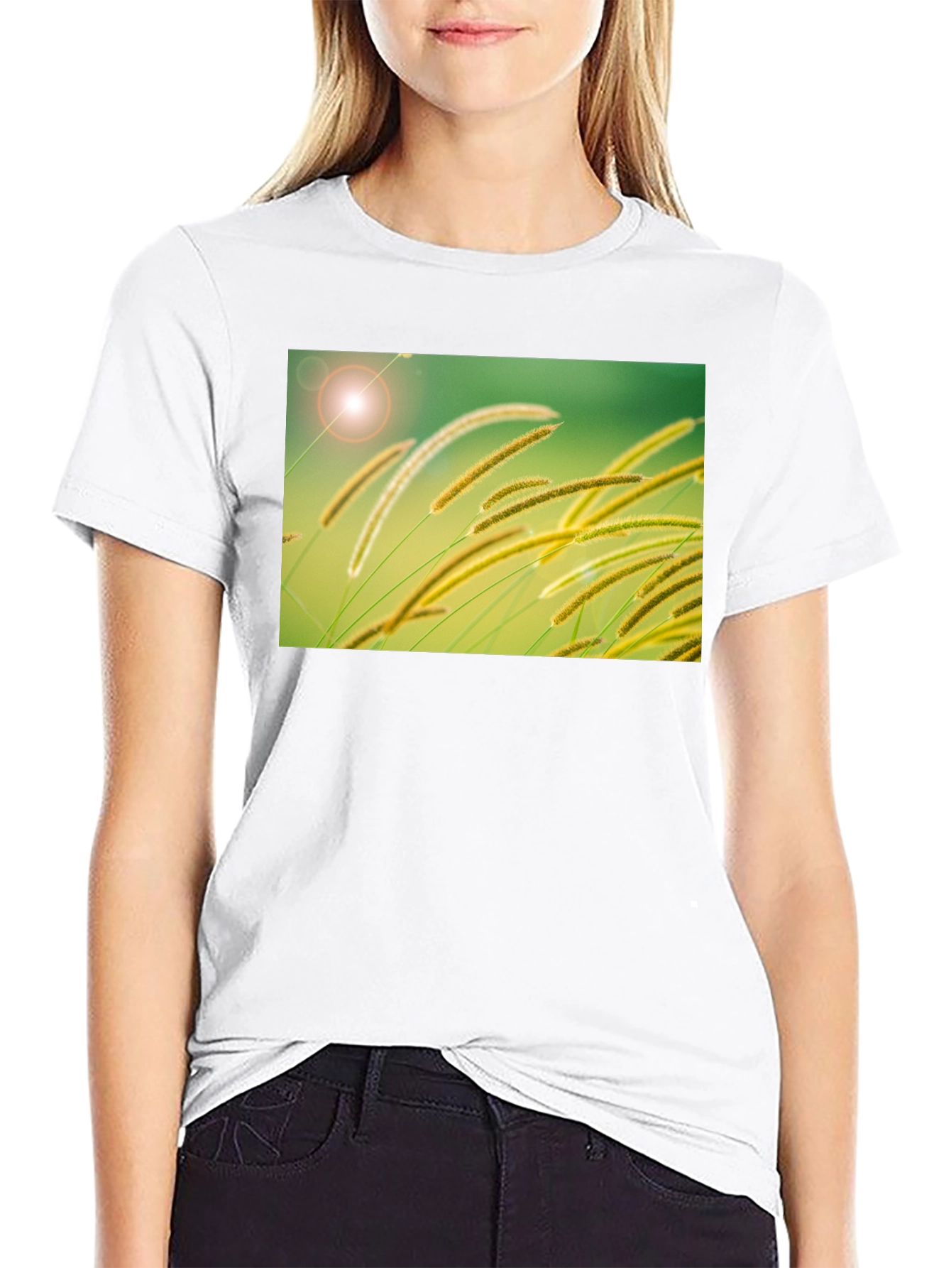 Nature-Inspired Black Cotton T-Shirt