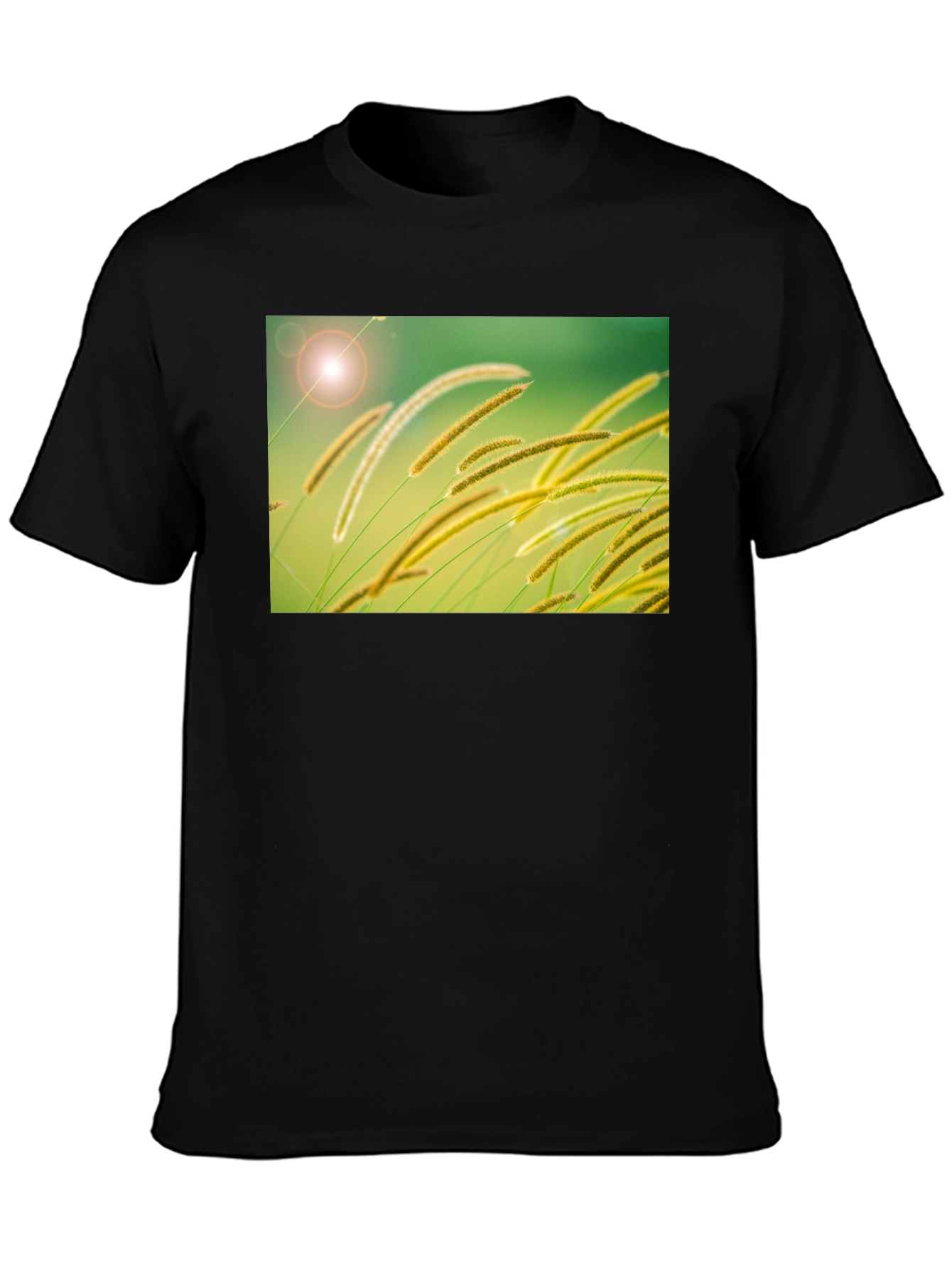 Nature-Inspired Black Cotton T-Shirt