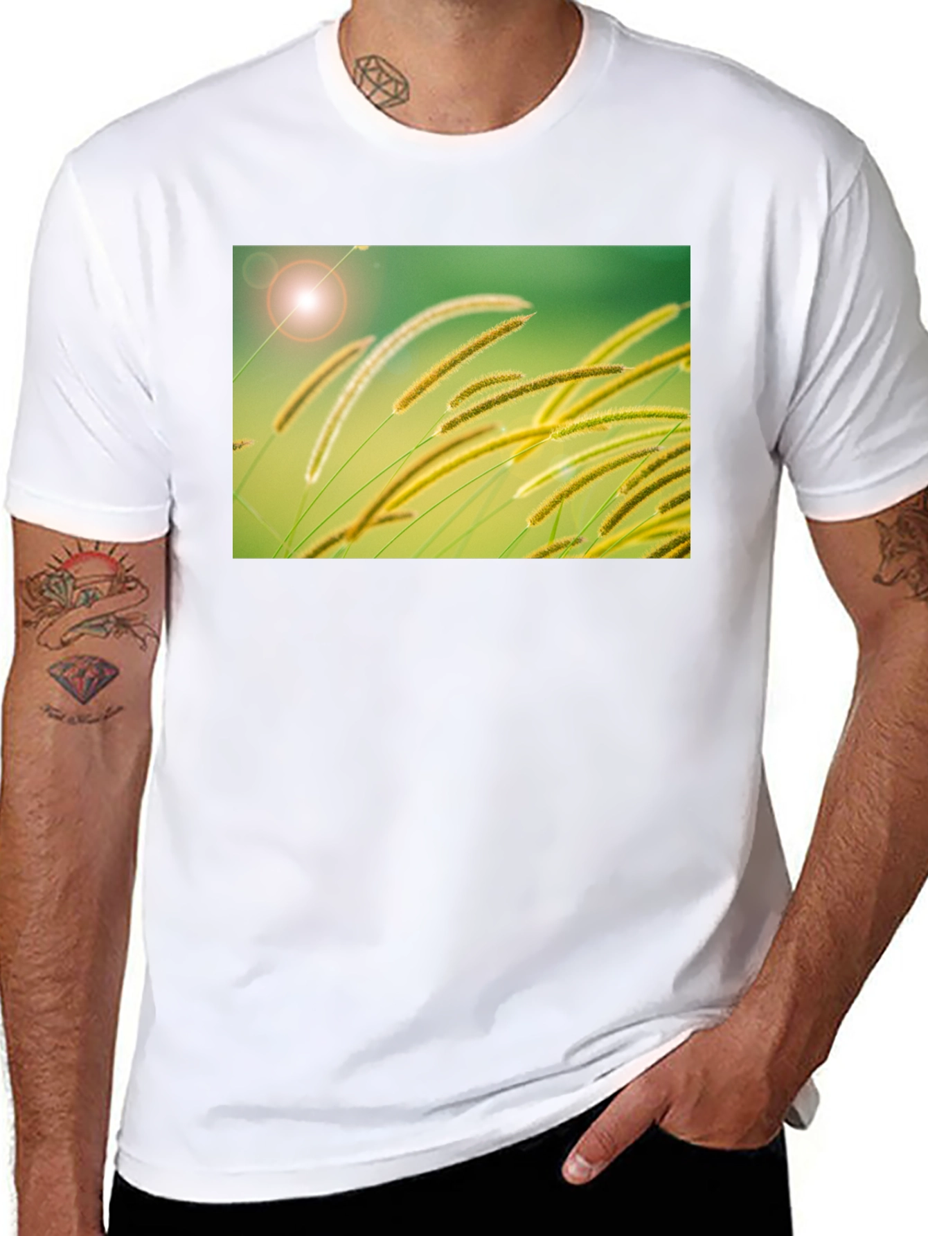 Nature-Inspired Black Cotton T-Shirt