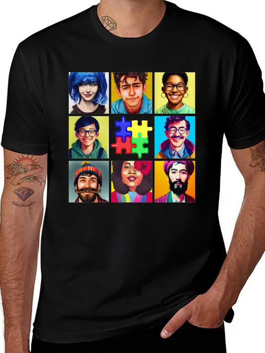 Diverse Faces T-Shirt: Autism Awareness Puzzle Design