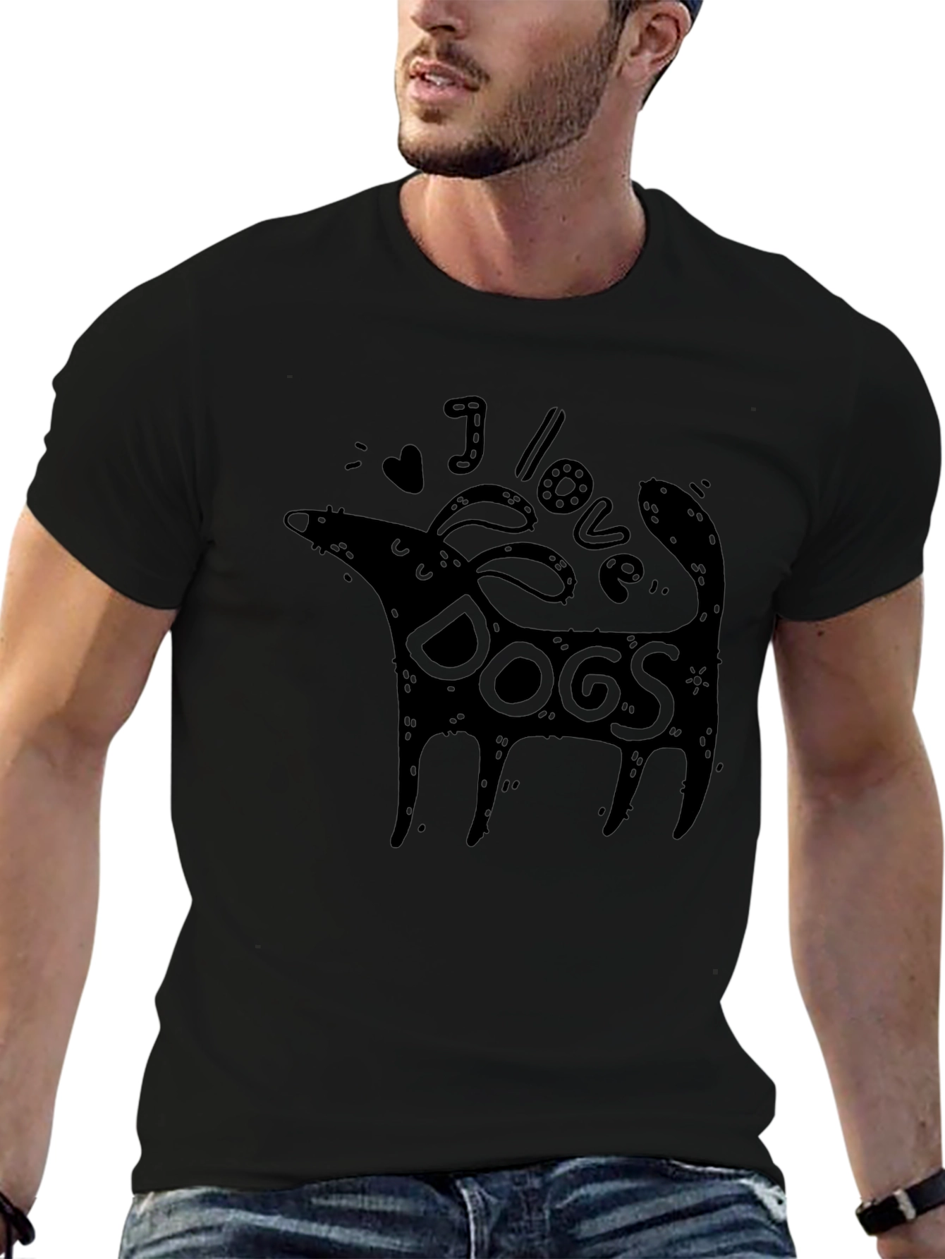 I Love Dogs Graphic Tee - Black Unisex T-Shirt
