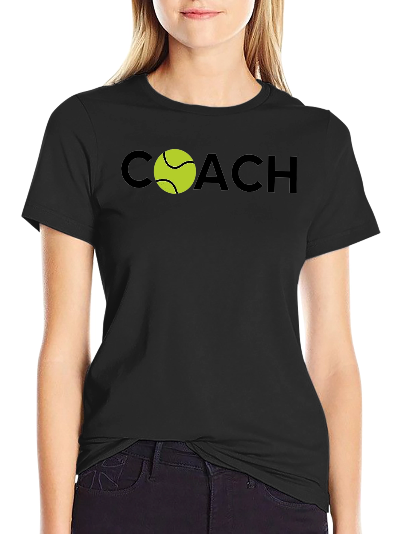 Tennis Coach T-Shirt - Black Stylish Design