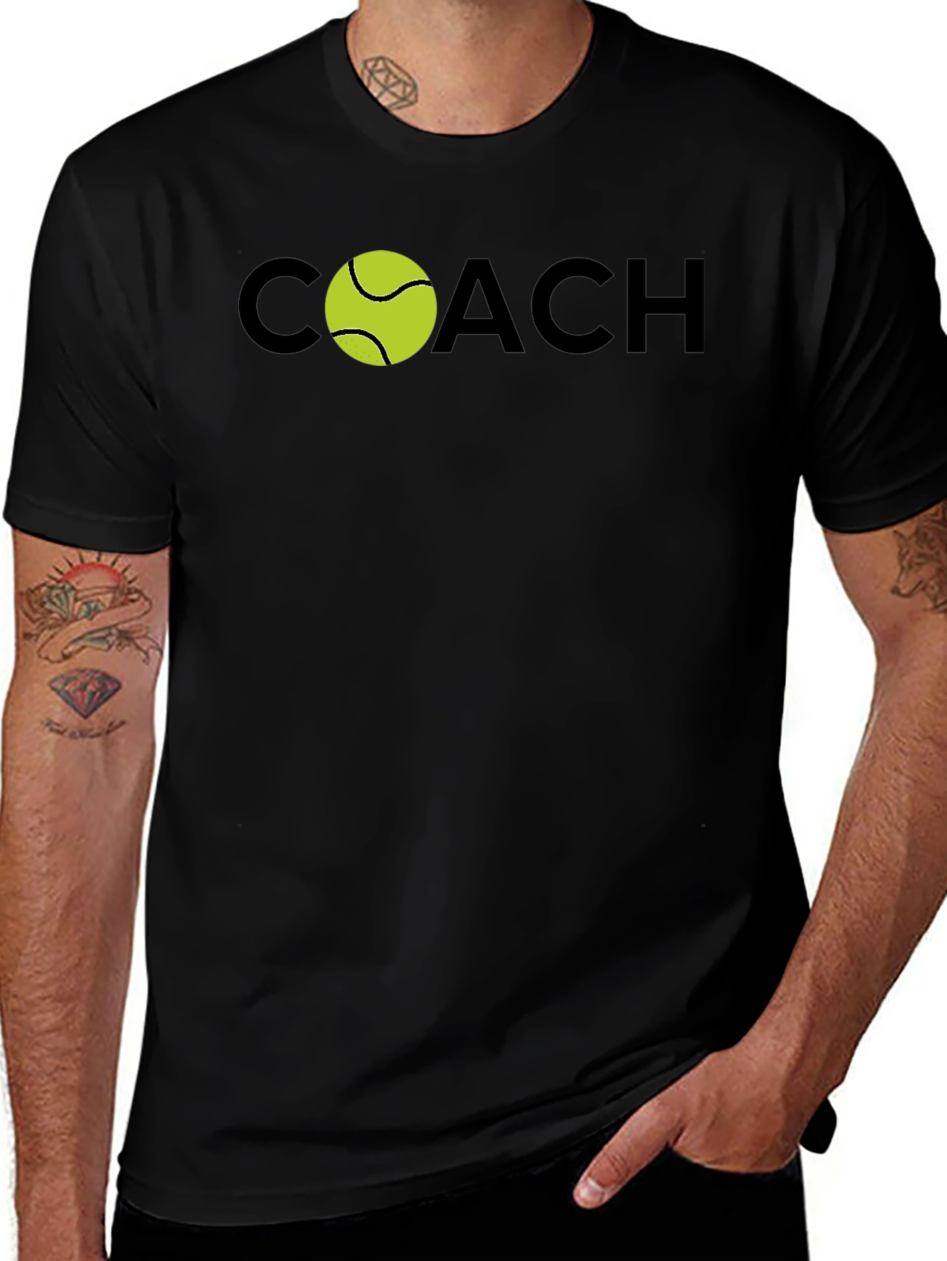 Tennis Coach T-Shirt - Black Stylish Design