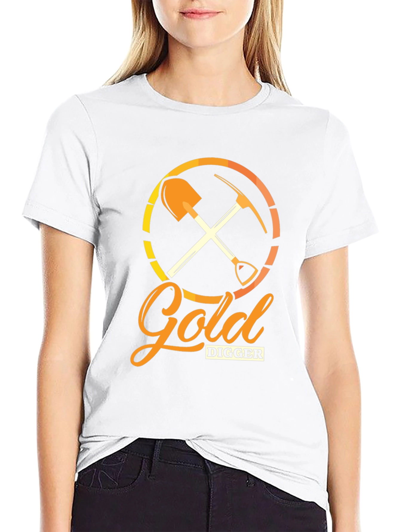 Gold Digger Graphic Tee - Black Cotton Crew Neck