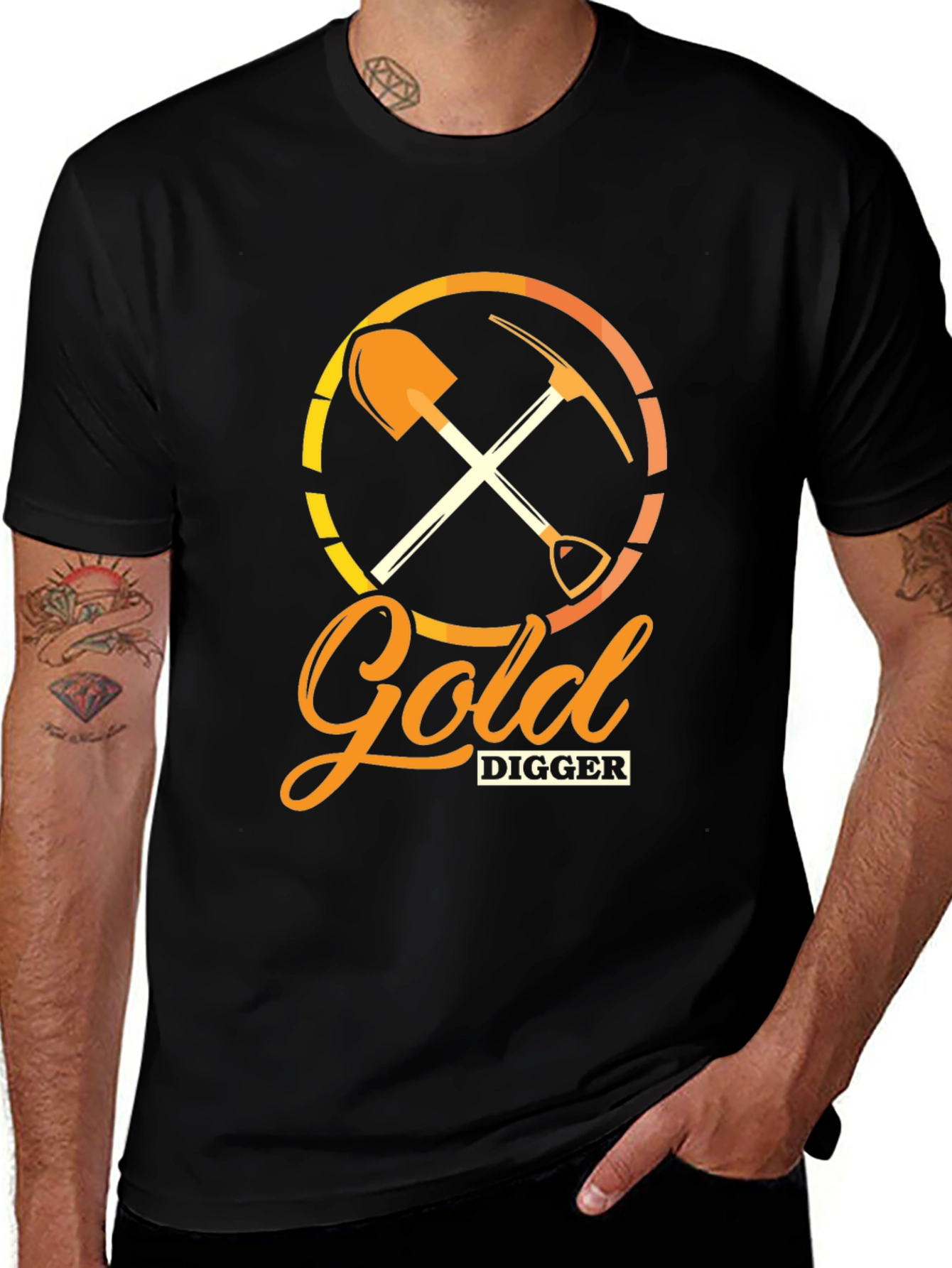 Gold Digger Graphic Tee - Black Cotton Crew Neck