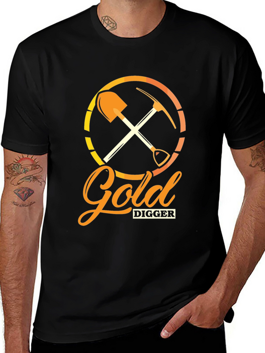 Gold Digger Graphic Tee - Black Cotton Crew Neck