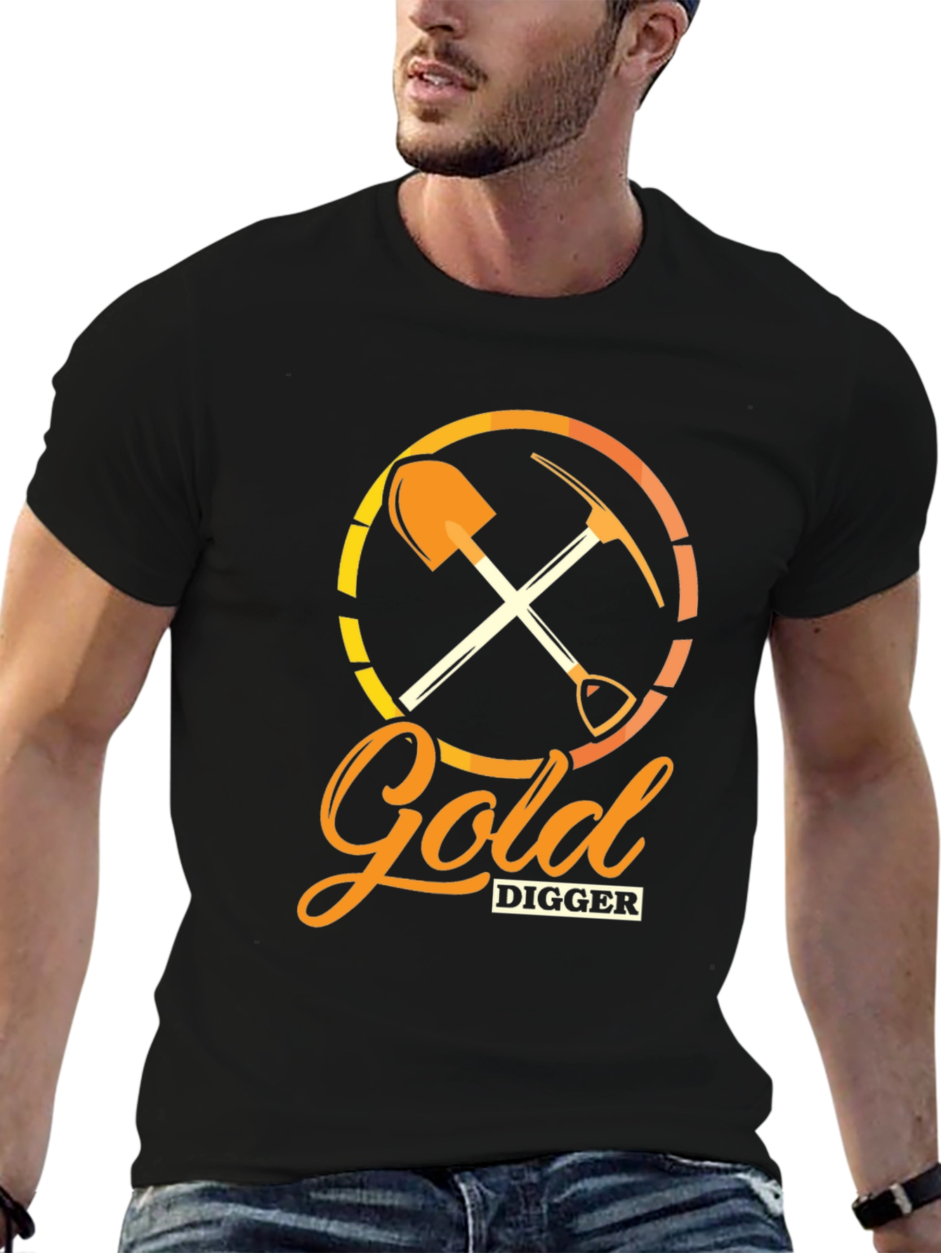 Gold Digger Graphic Tee - Black Cotton Crew Neck