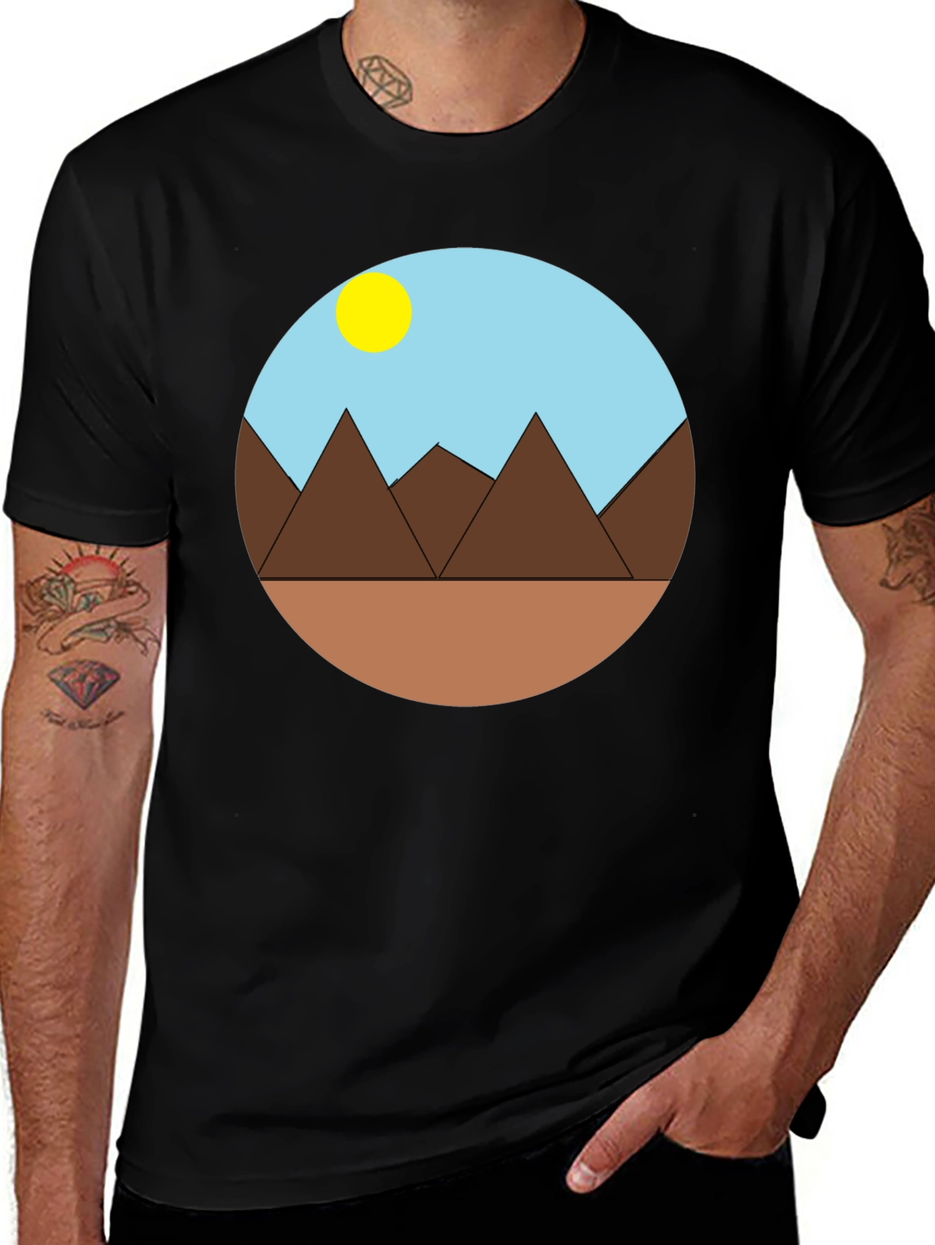 Geometric Mountain Scene T-Shirt