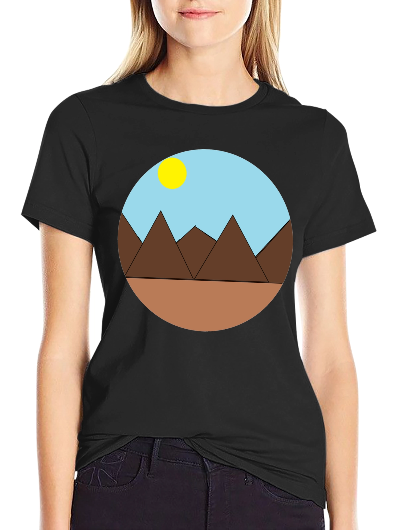 Geometric Mountain Scene T-Shirt