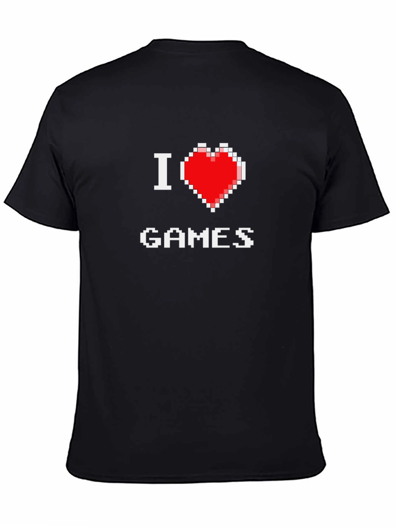 I Love Games Pixel Art Black T-Shirt