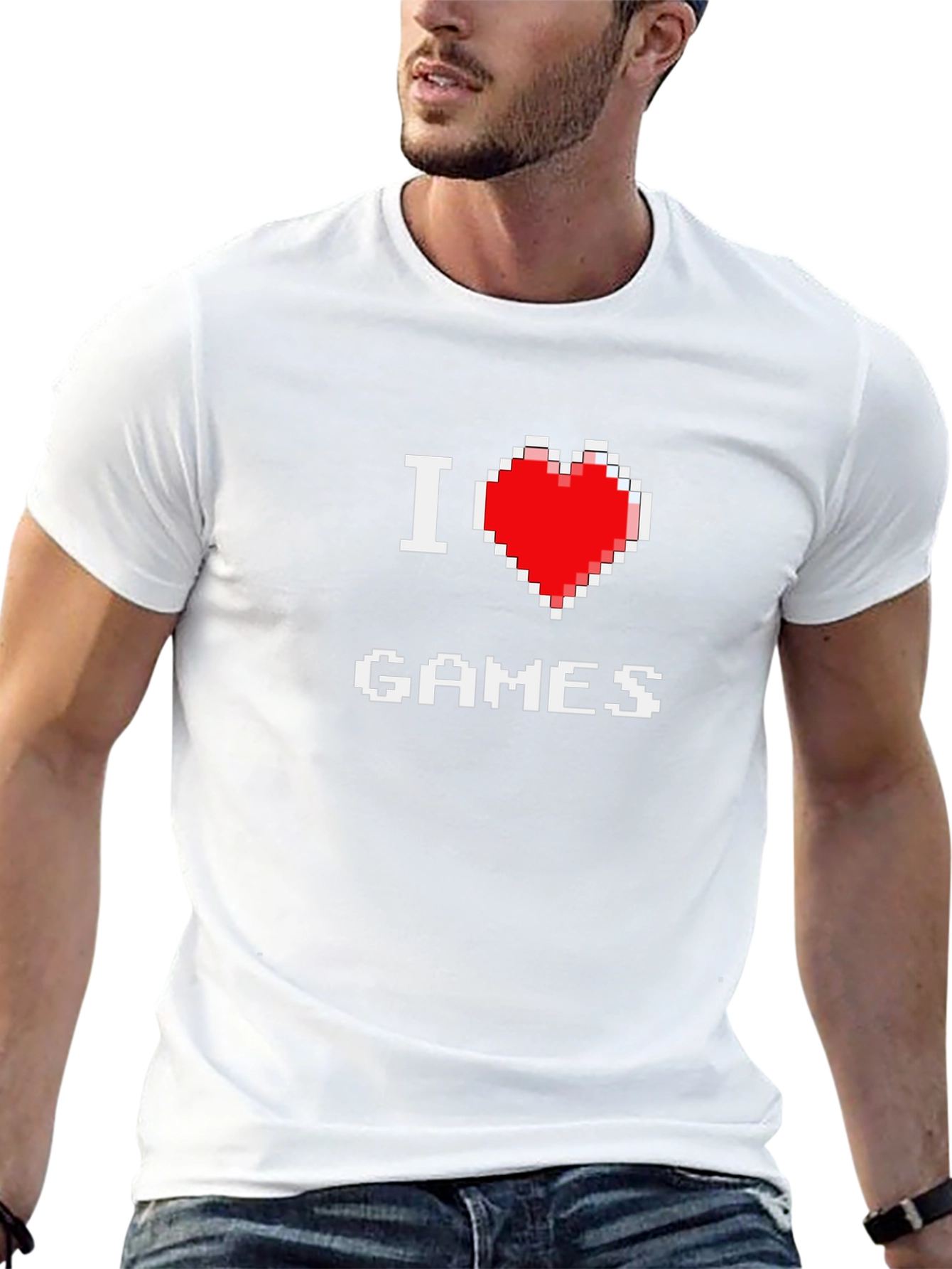 I Love Games Pixel Art Black T-Shirt