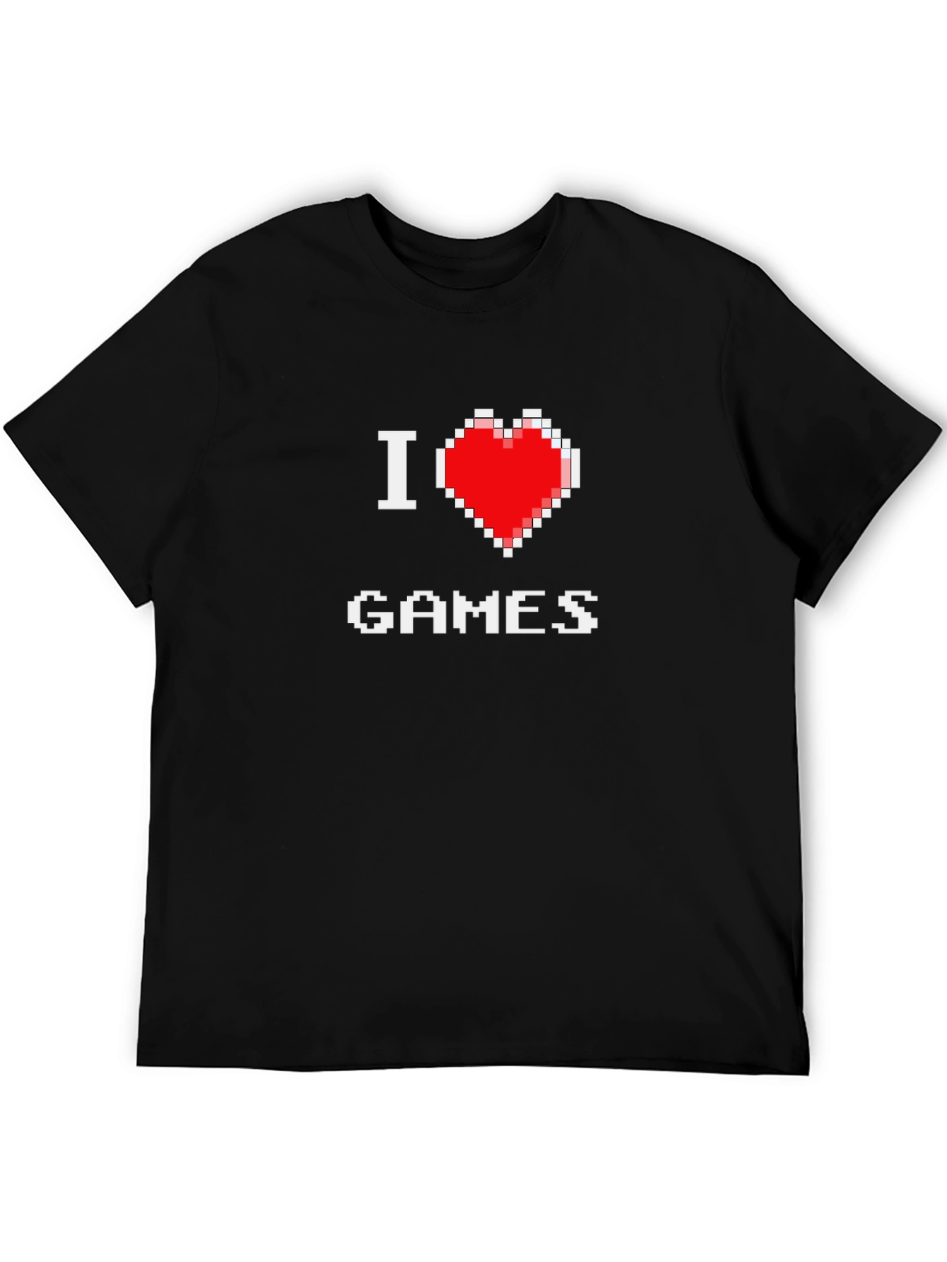 I Love Games Pixel Art Black T-Shirt