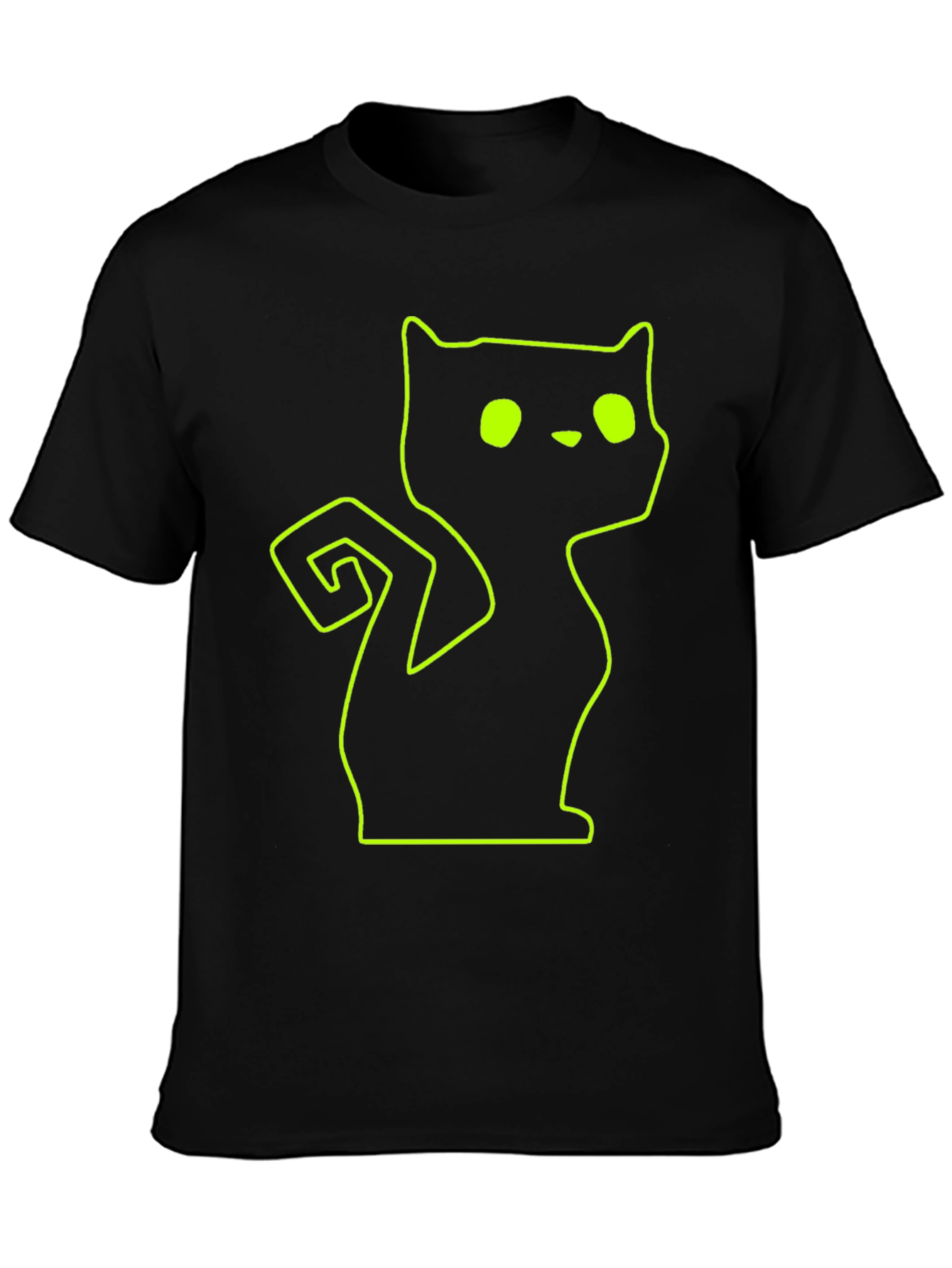 Neon Cat Outline Black T-Shirt
