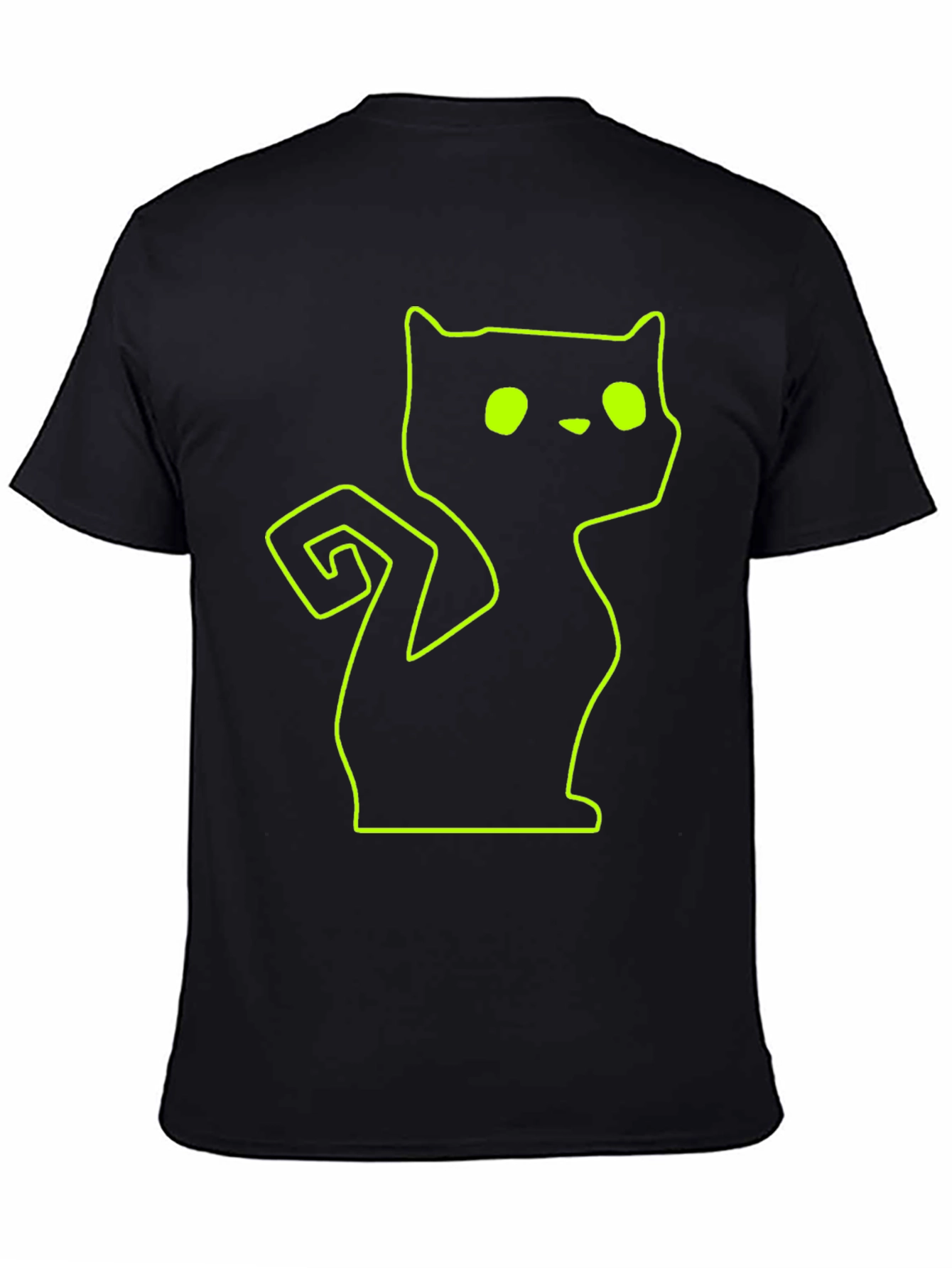Neon Cat Outline Black T-Shirt