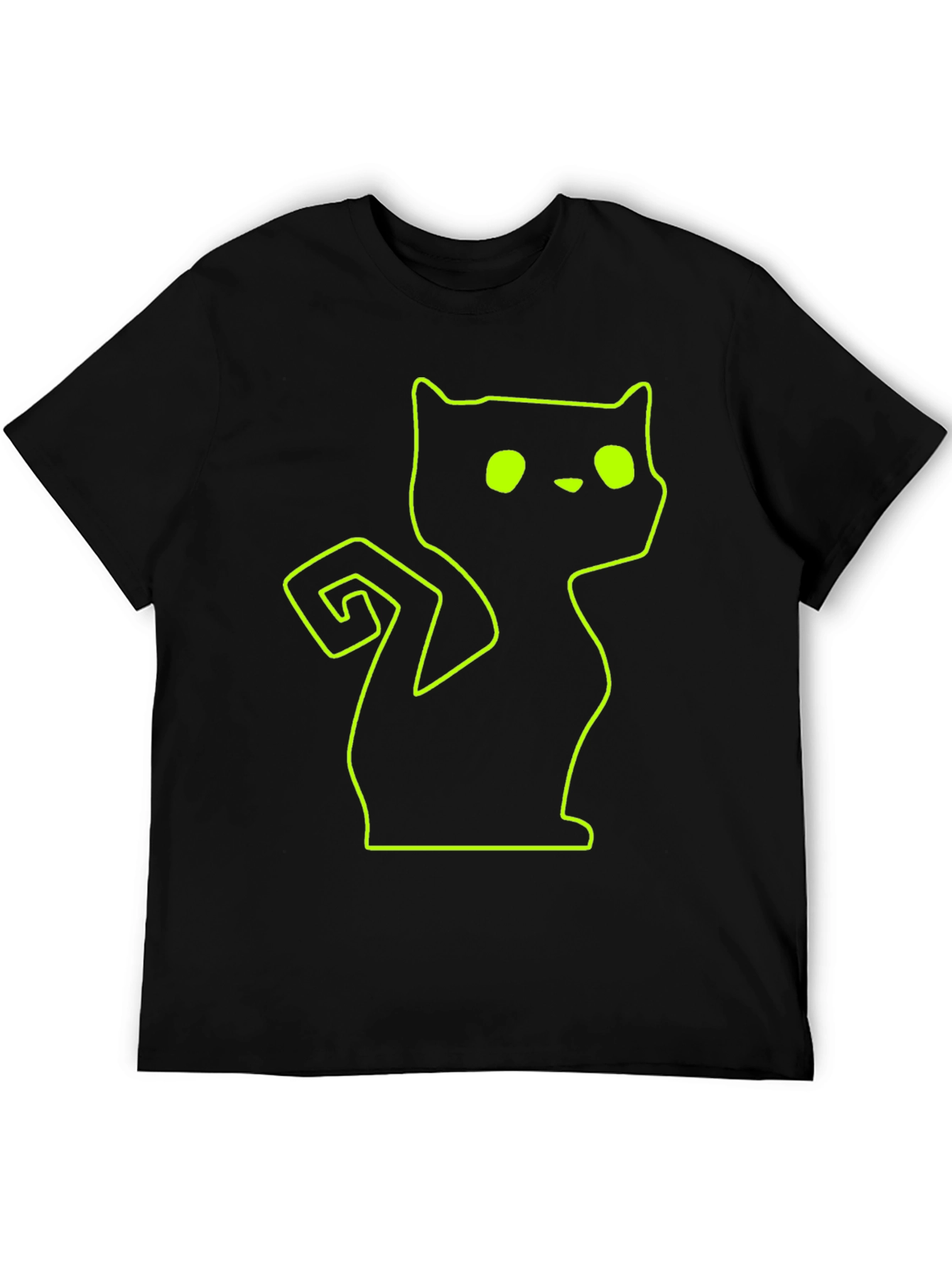 Neon Cat Outline Black T-Shirt
