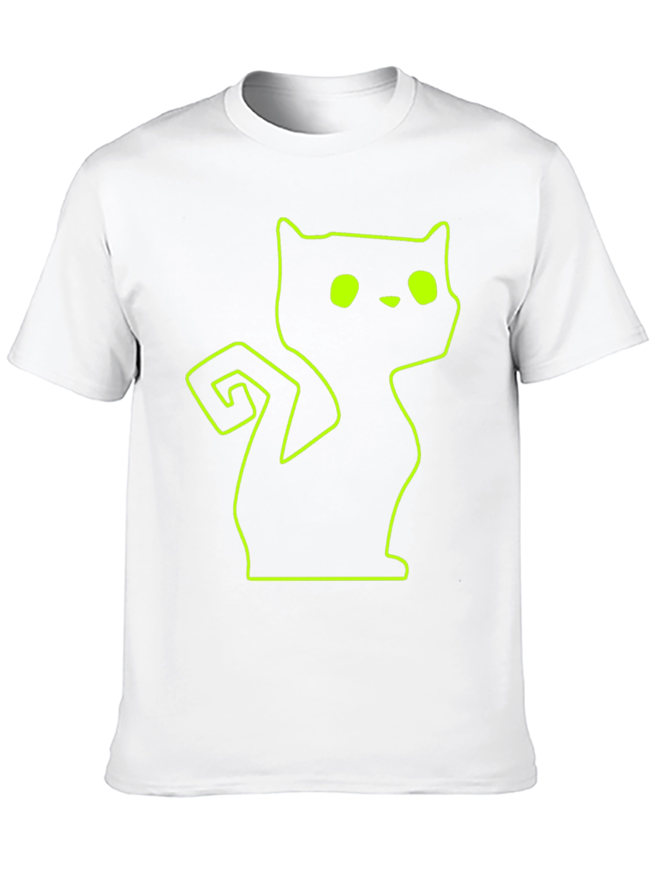Neon Cat Outline Black T-Shirt