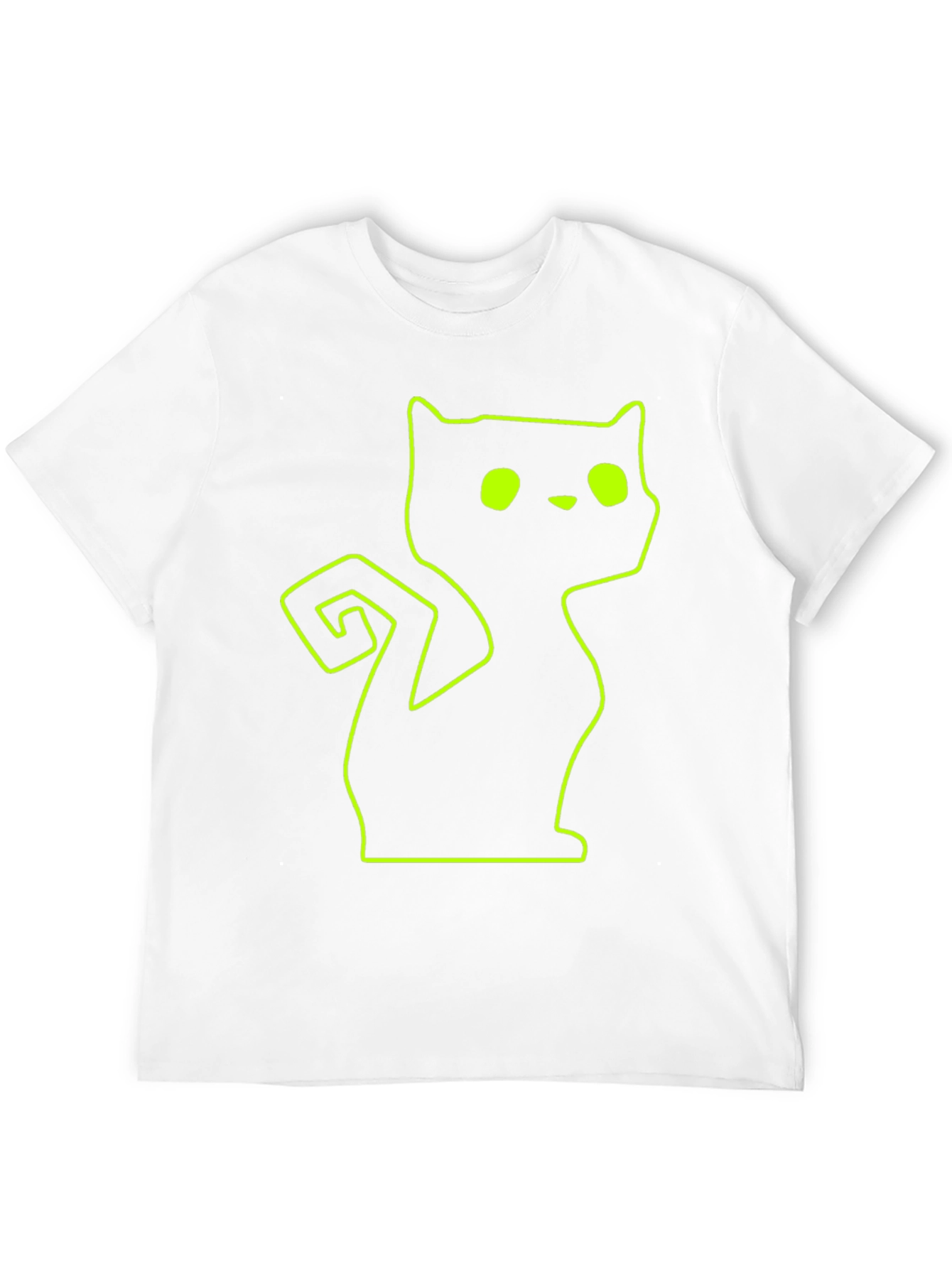 Neon Cat Outline Black T-Shirt