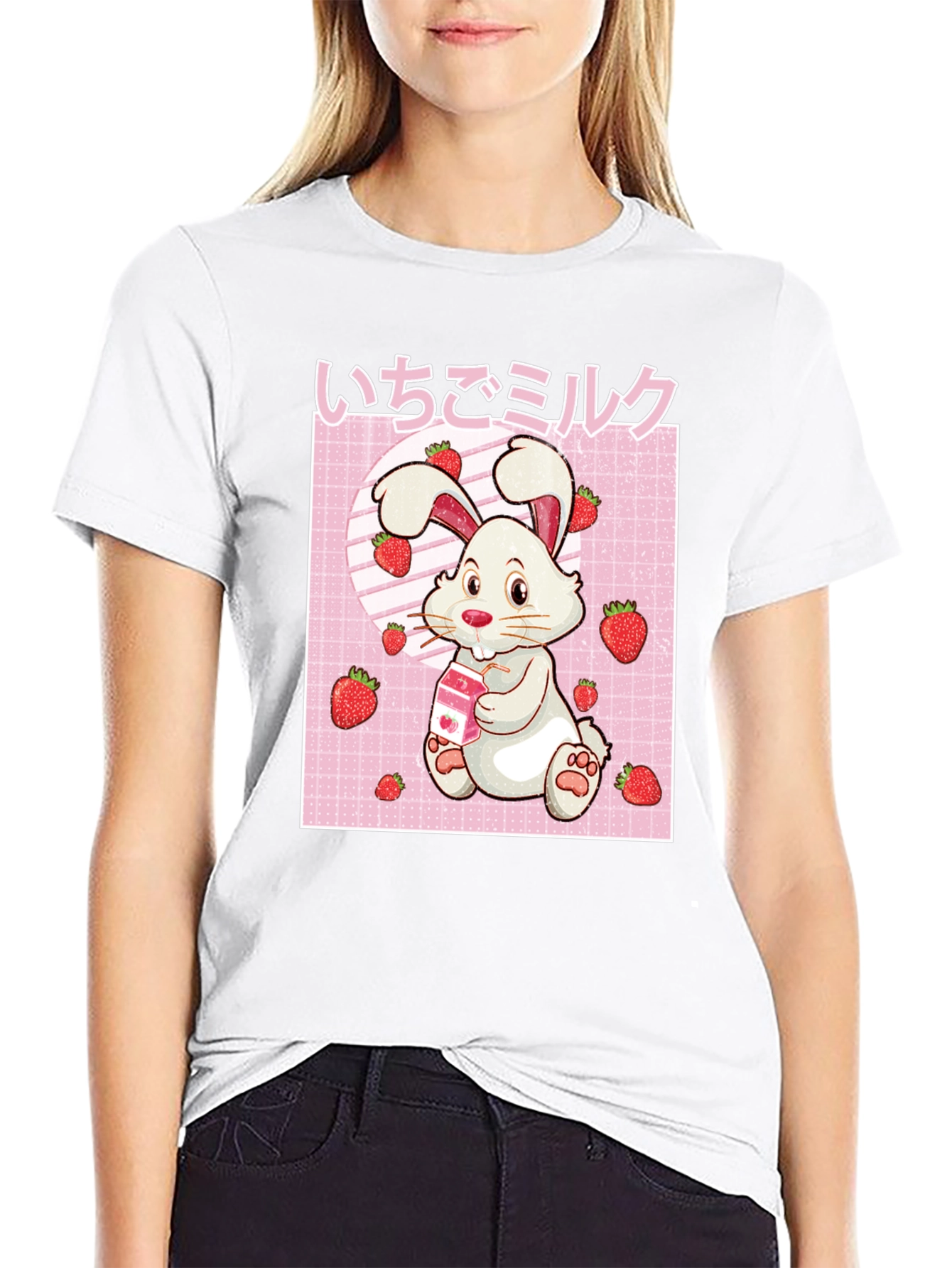 Cute Strawberry Milk Rabbit T-Shirt