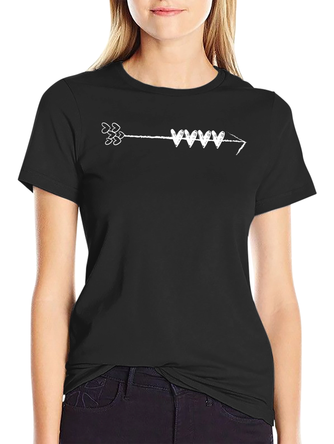 Arrow Heart T-Shirt - Black Casual Tee