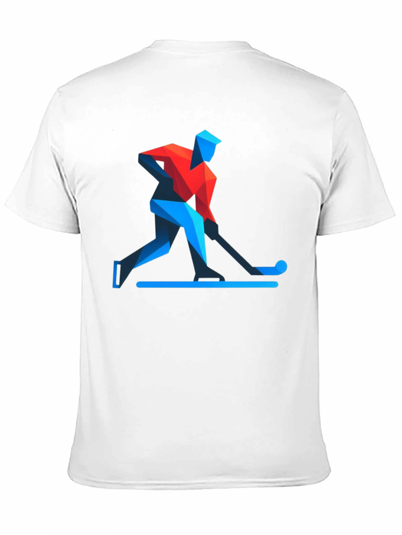 Geometric Hockey Player Black T-Shirt