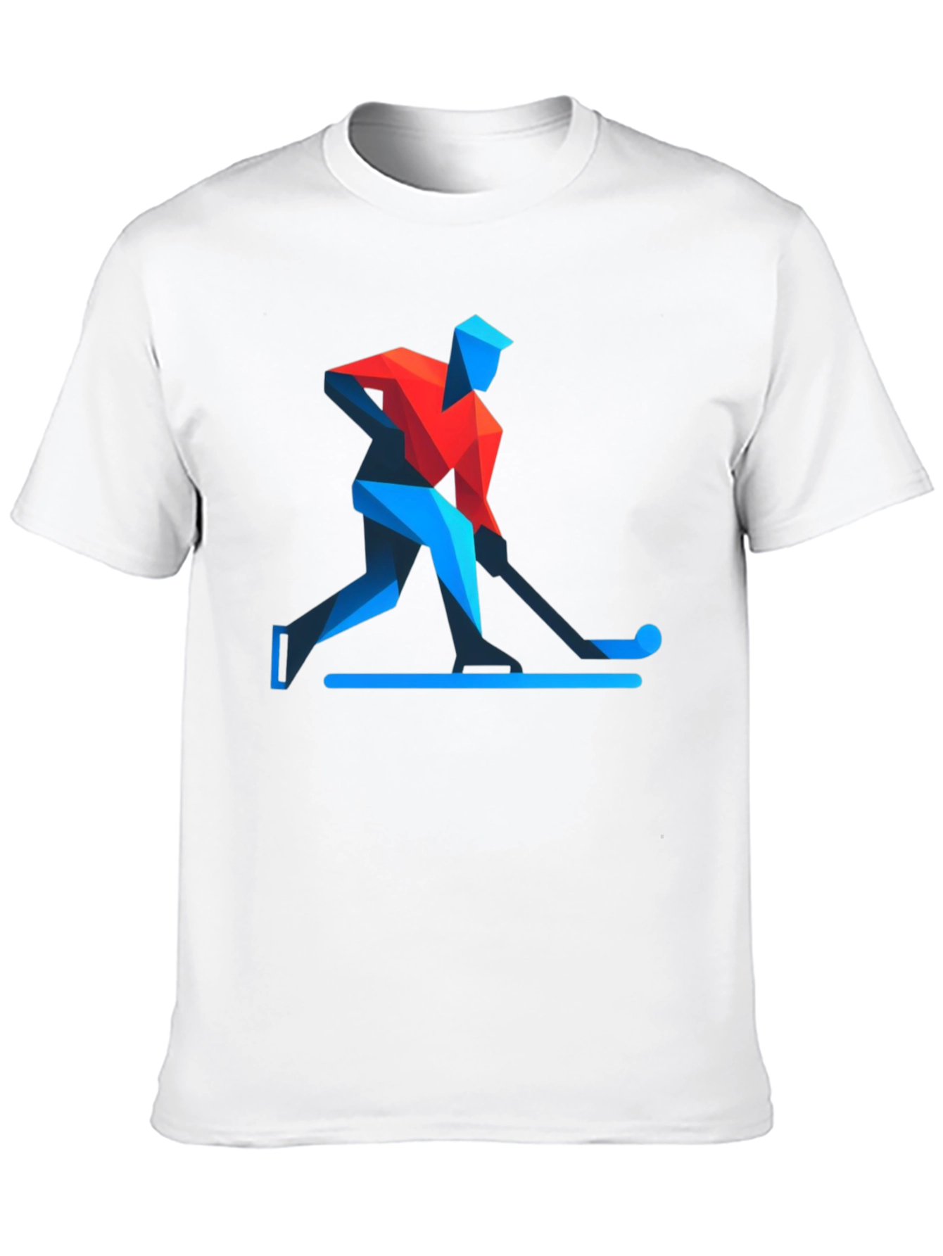 Geometric Hockey Player Black T-Shirt